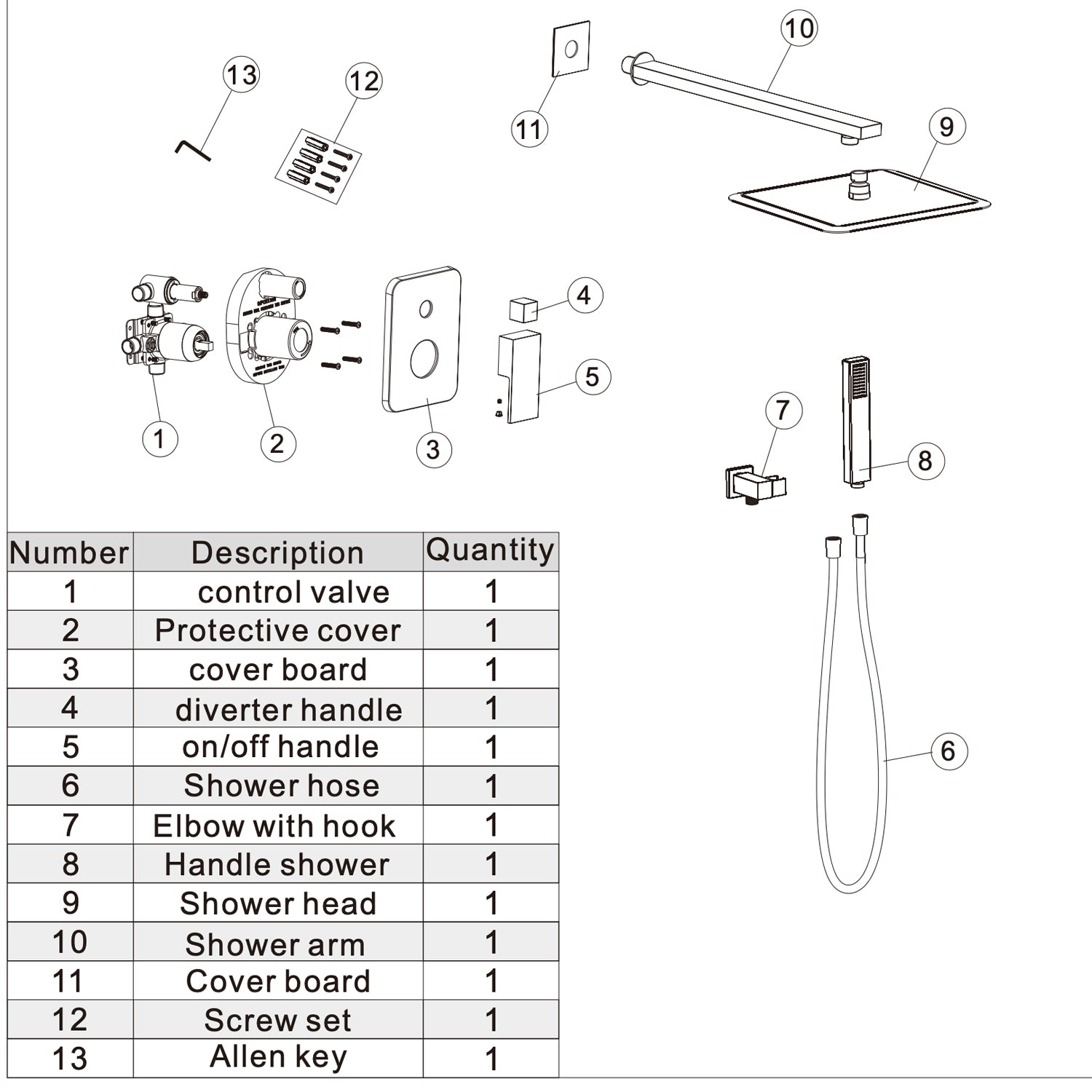 12" Rain Shower Head Systems Wall Mounted Shower