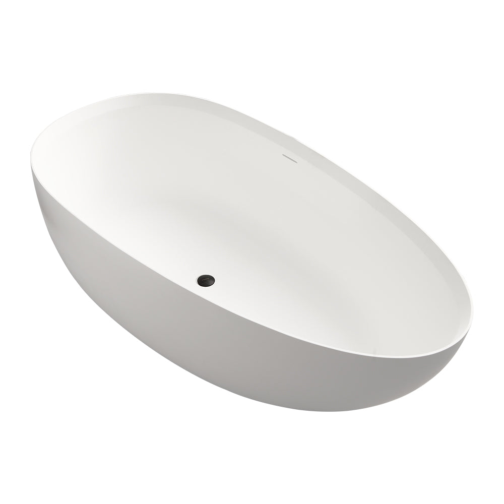 Solid Surface Freestanding Soaking Bathtub in White