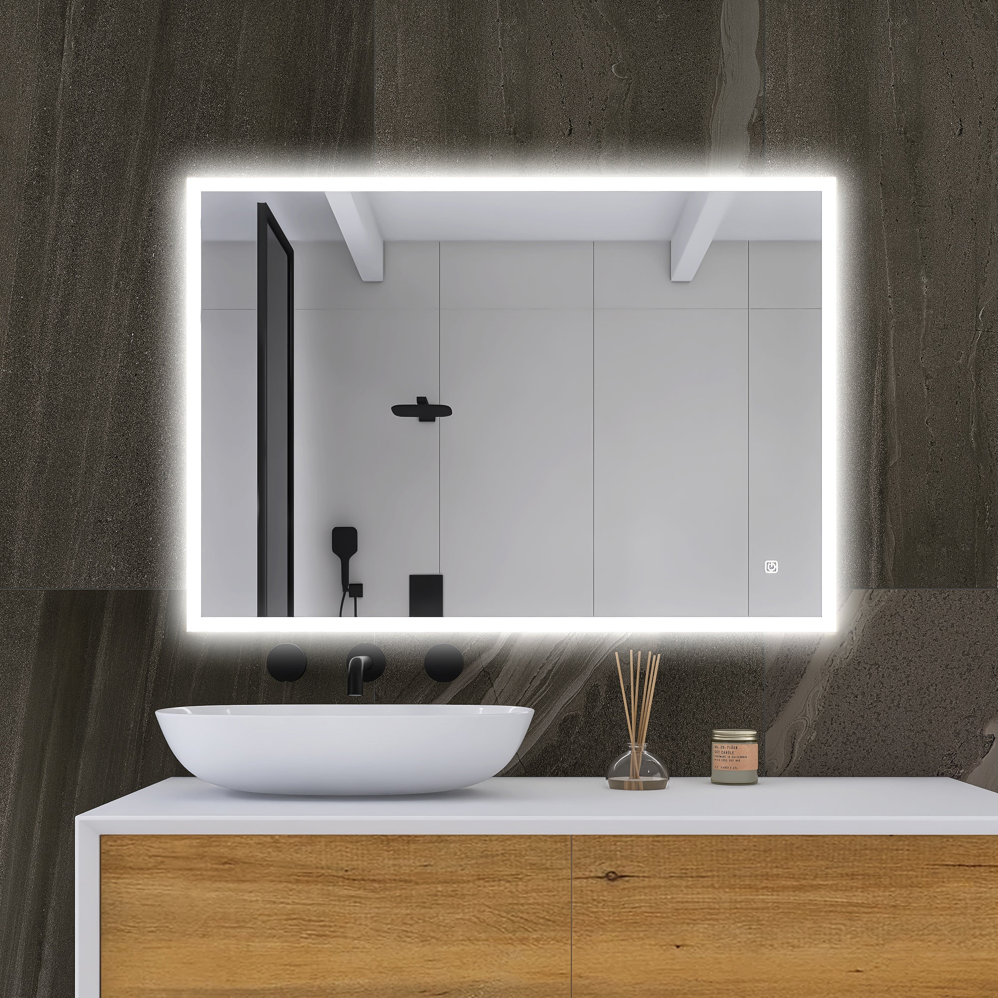 3041Rectangular Frameless Wall-Mount Anti-Fog LED Light Bathroom Vanity Mirror