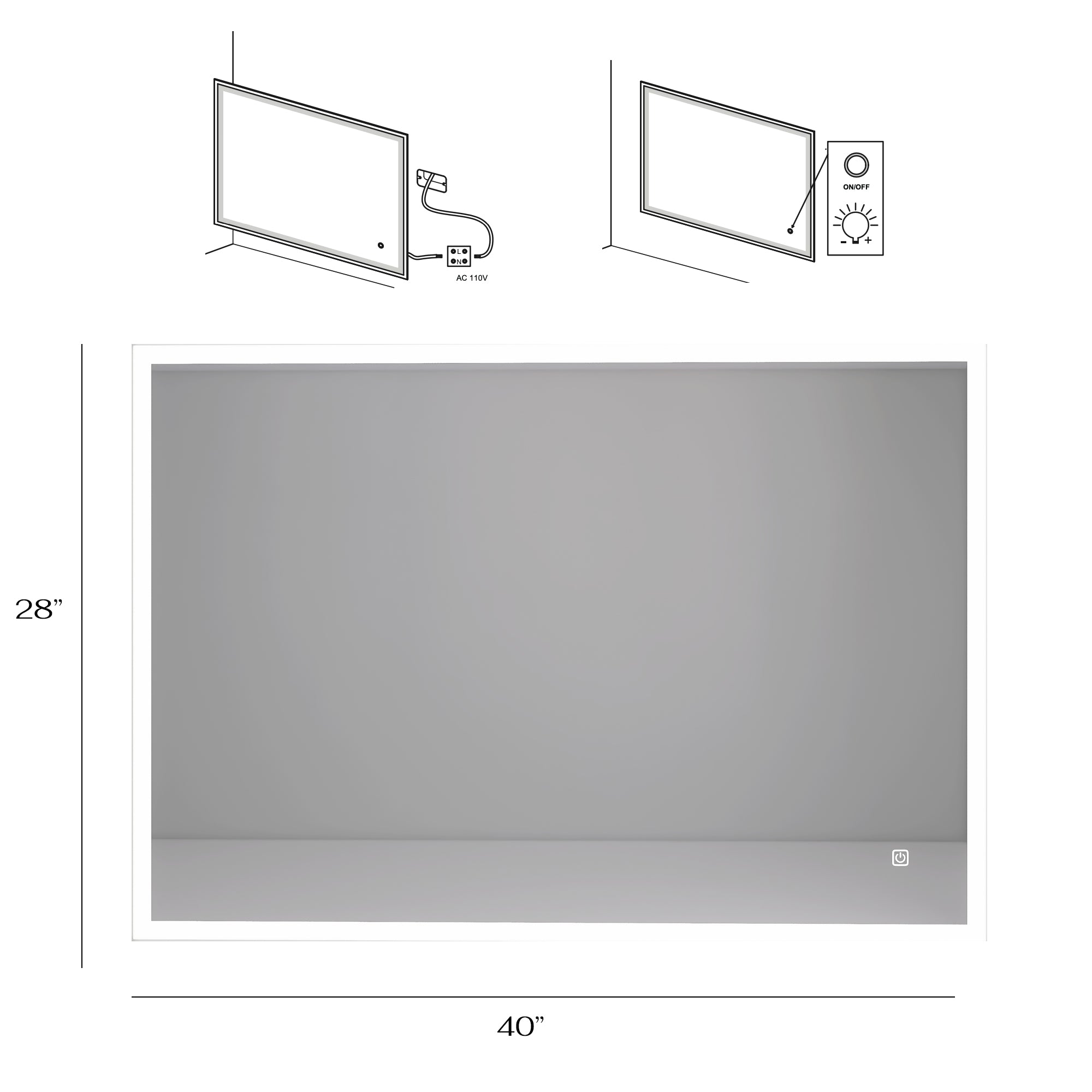 3041Rectangular Frameless Wall-Mount Anti-Fog LED Light Bathroom Vanity Mirror