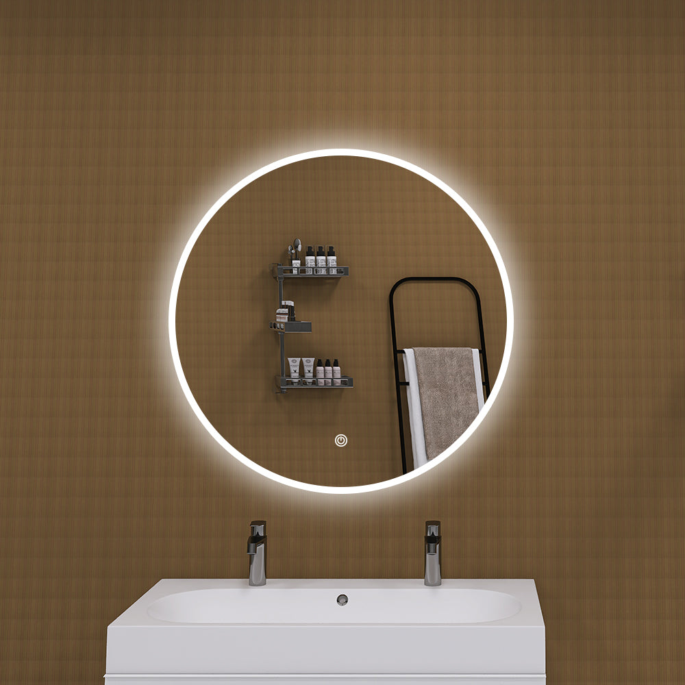 28 in. W x 28 in. H Large Round Frameless Wall-Mount Anti-Fog LED Light Bathroom Vanity Mirror