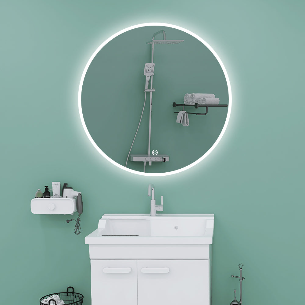 28 in. W x 28 in. H Large Round Frameless Wall-Mount Anti-Fog LED Light Bathroom Vanity Mirror