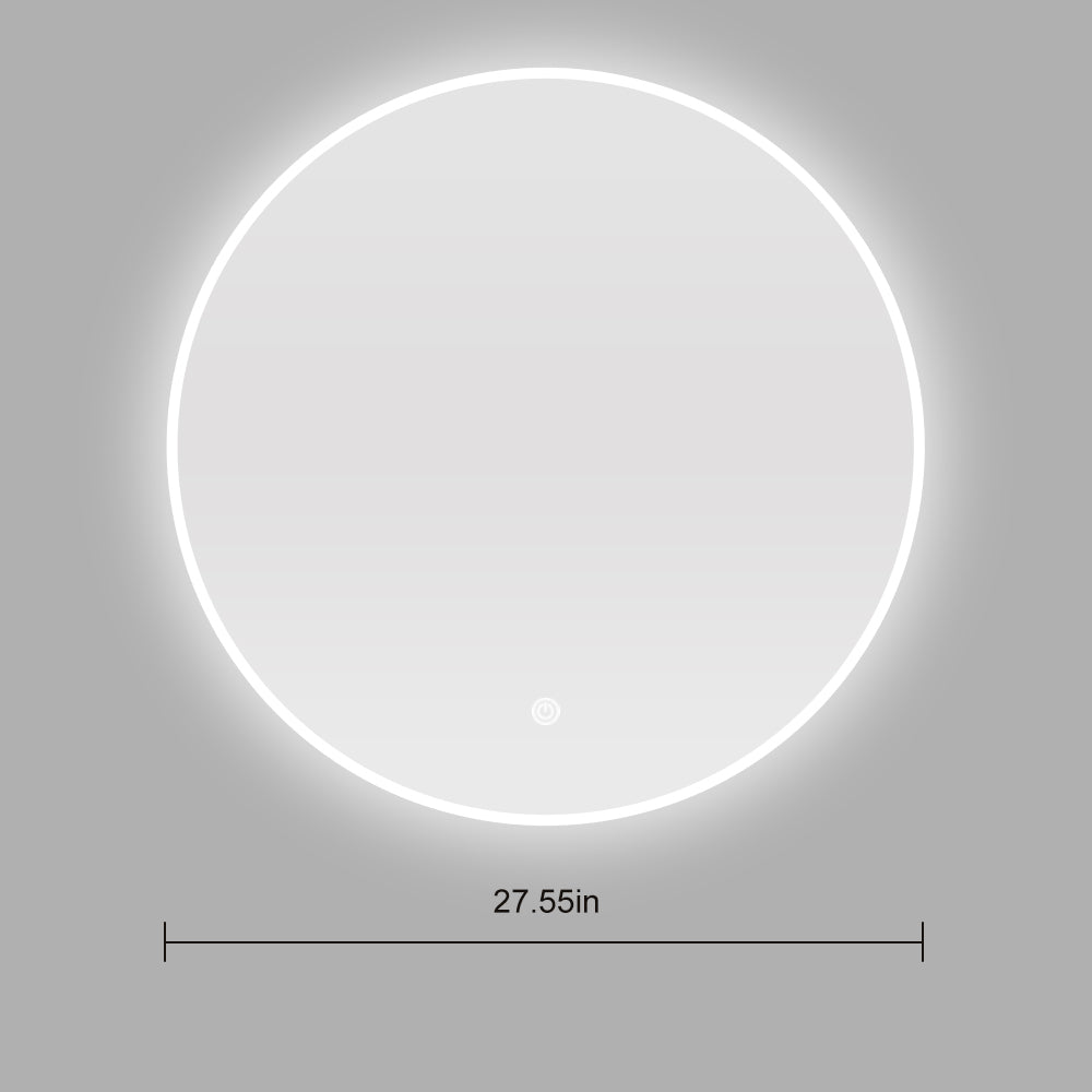 28 in. W x 28 in. H Large Round Frameless Wall-Mount Anti-Fog LED Light Bathroom Vanity Mirror