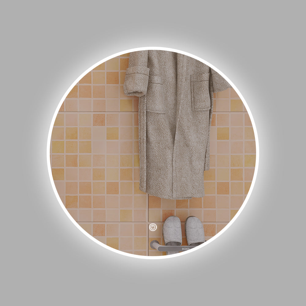 28 in. W x 28 in. H Large Round Frameless Wall-Mount Anti-Fog LED Light Bathroom Vanity Mirror