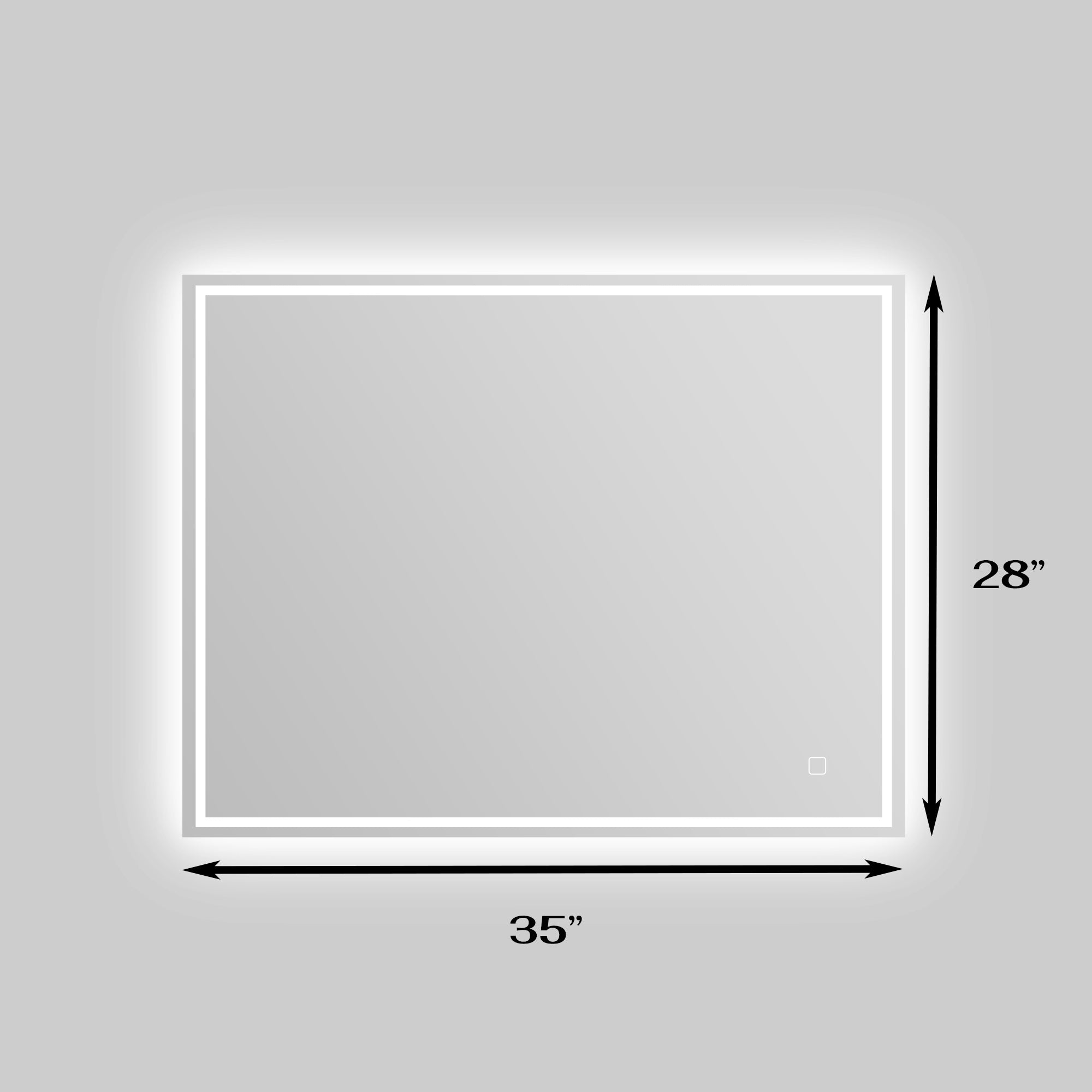 28 in. W x 35 in. H Large Rectangular  Frameless Wall-Mount Bathroom Vanity Mirror with Anti-Fog LED Light