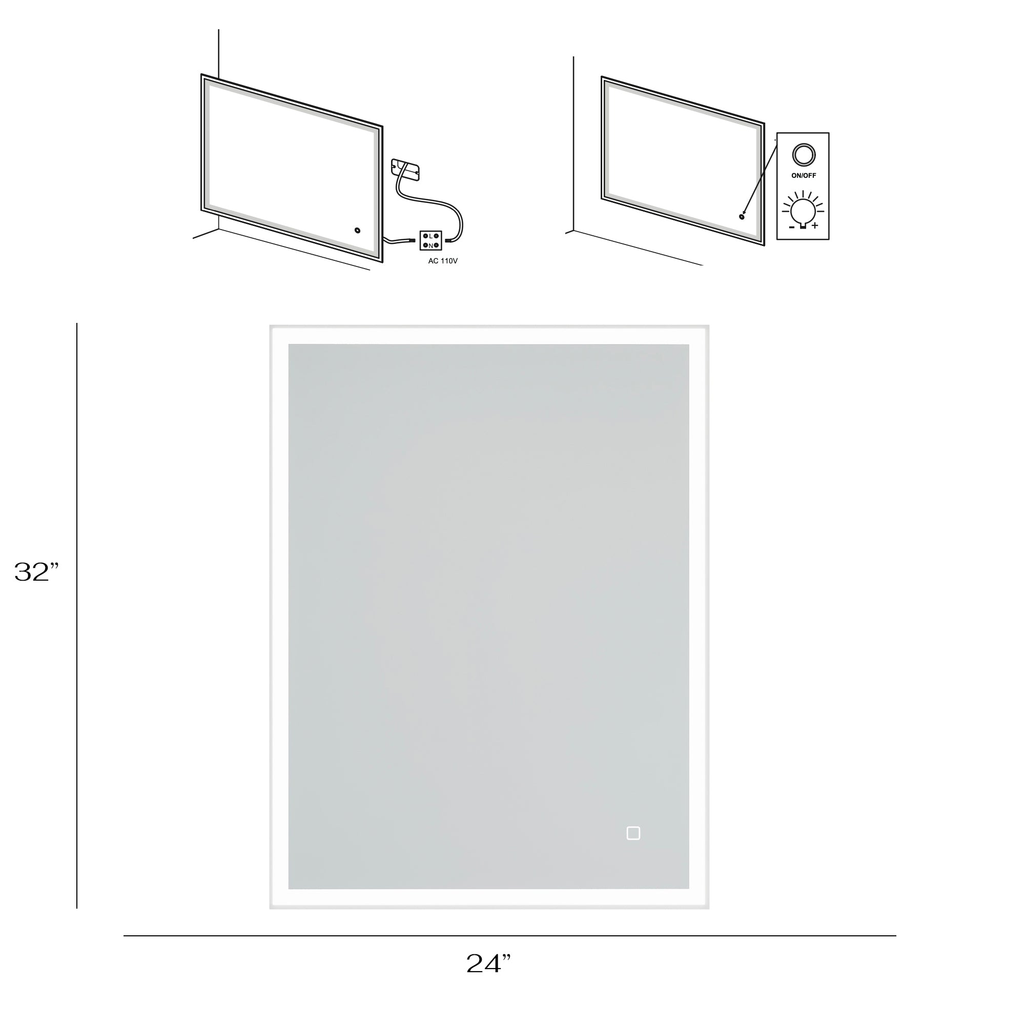 3041Rectangular Frameless Wall-Mount Anti-Fog LED Light Bathroom Vanity Mirror