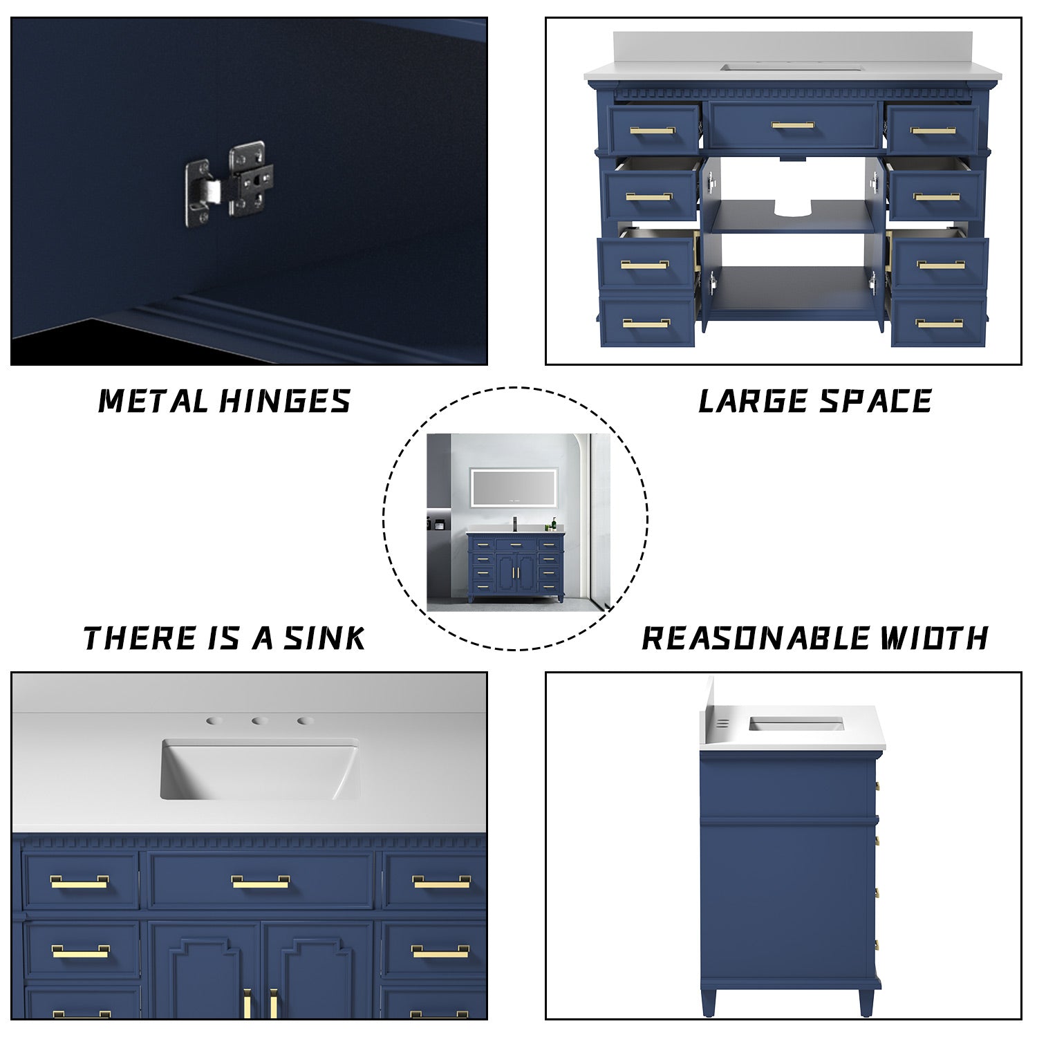 48" Freestanding Bathroom Singel Vanity Set