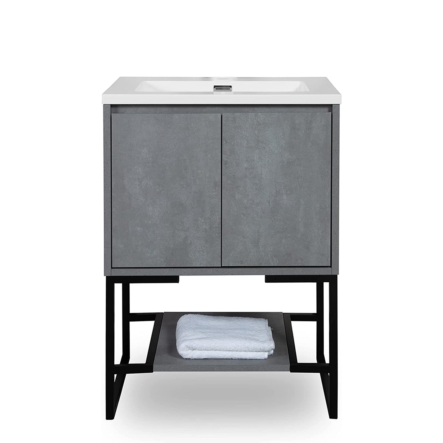 24" Bathroom Vanity Set with Solid Surface Top