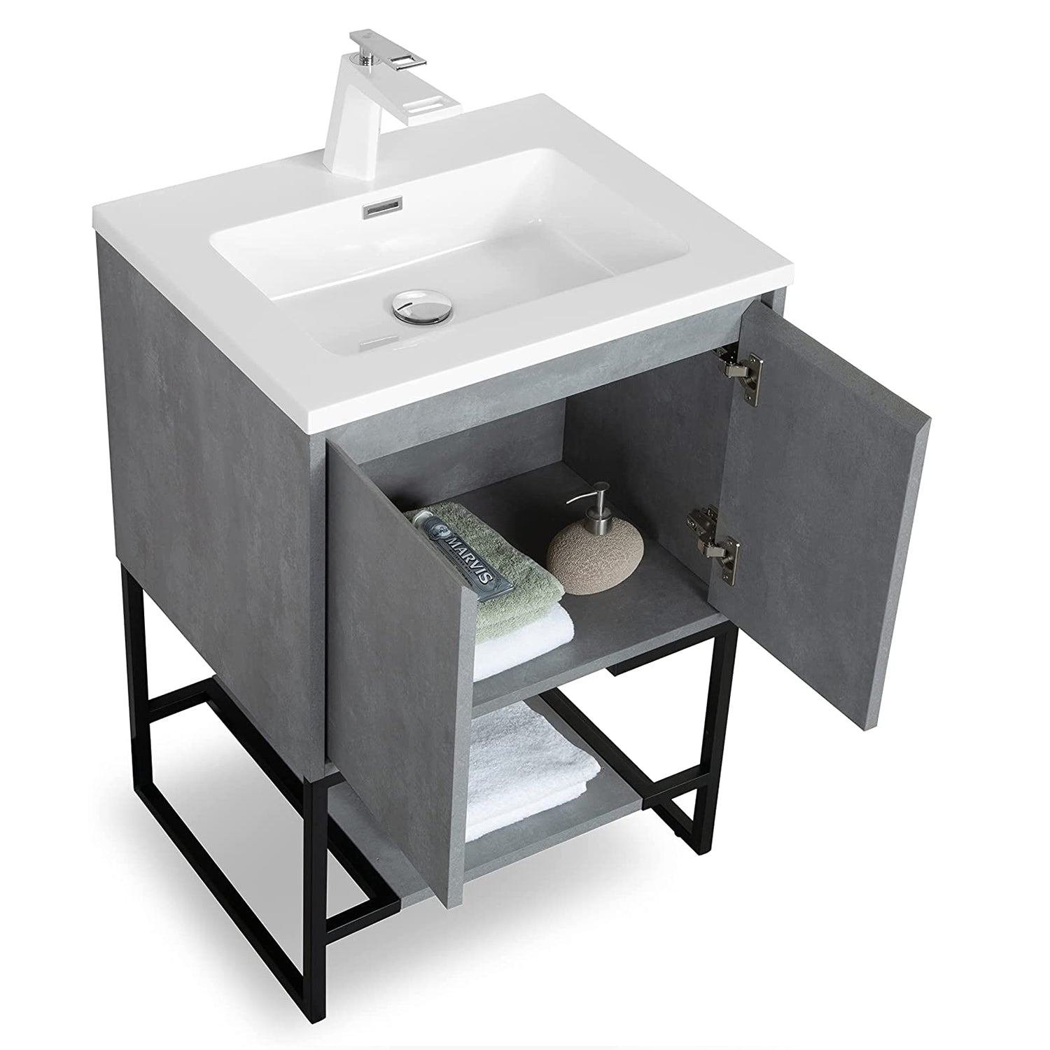 24" Bathroom Vanity Set with Solid Surface Top
