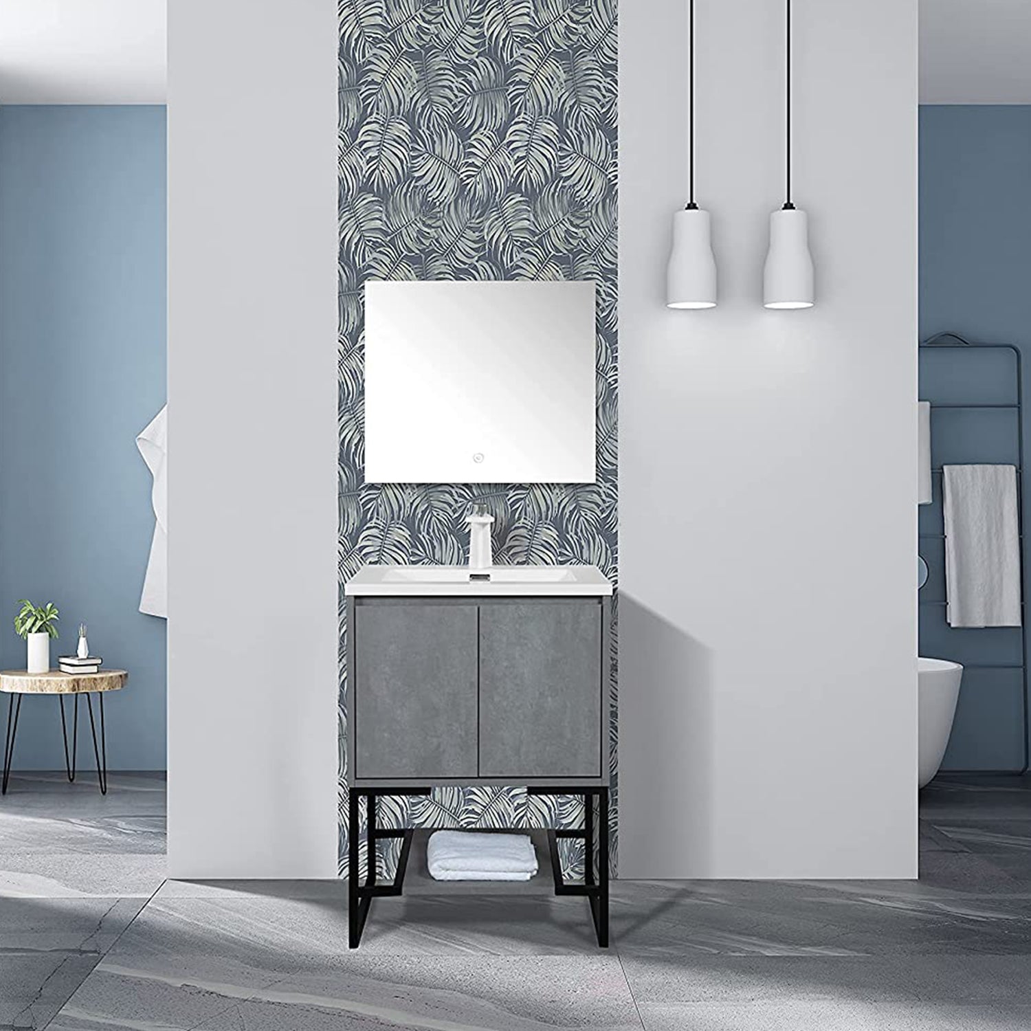 24" Bathroom Vanity Set with Solid Surface Top