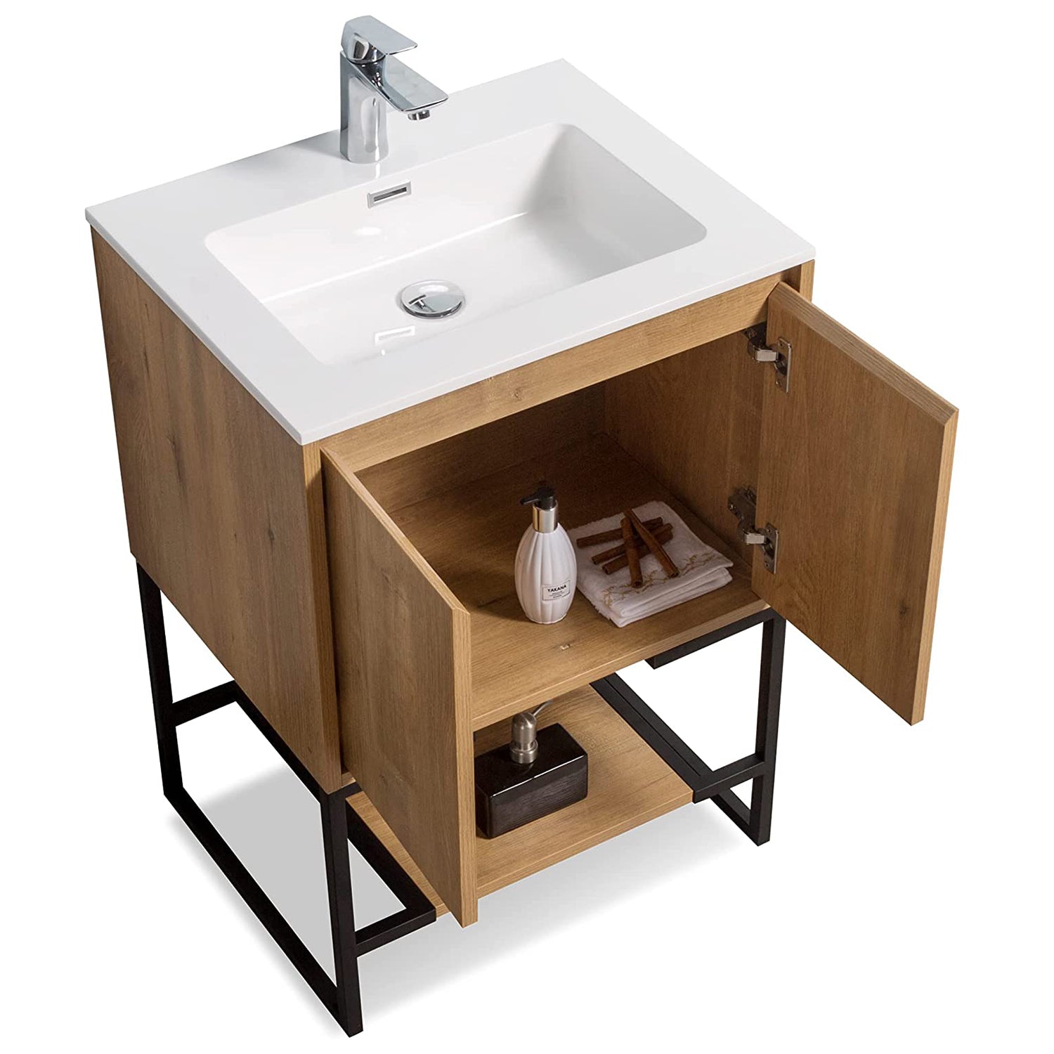 24" Bathroom Vanity Set with Solid Surface Top