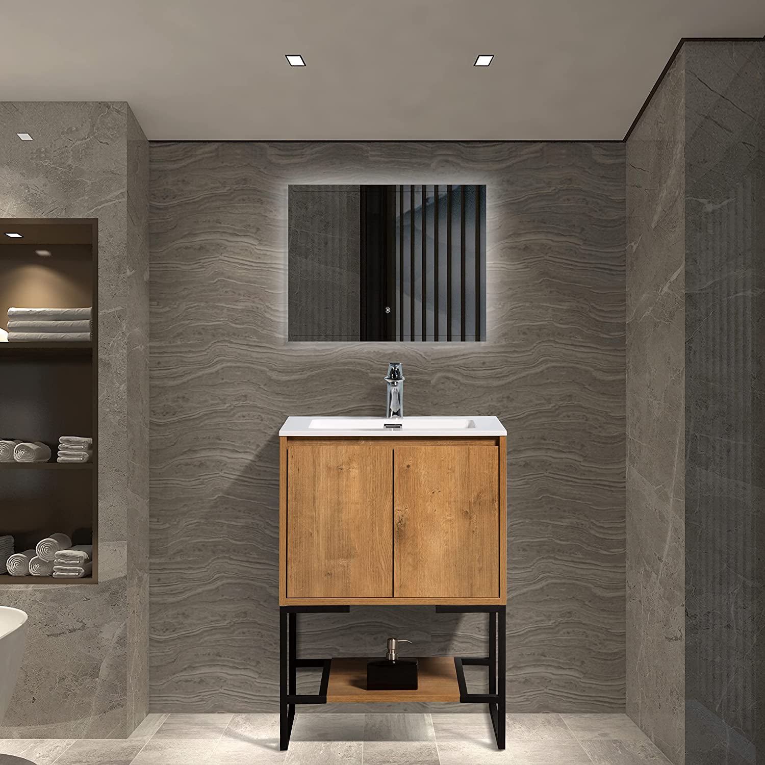 24" Bathroom Vanity Set with Solid Surface Top
