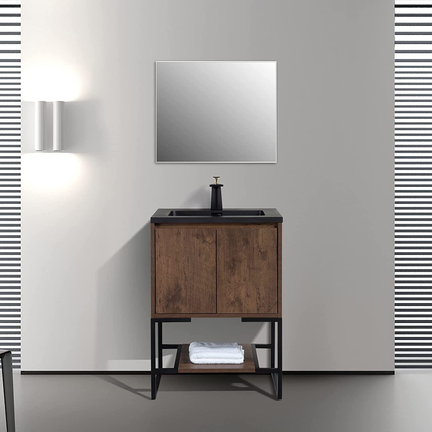 24" Bathroom Vanity Set with Solid Surface Top