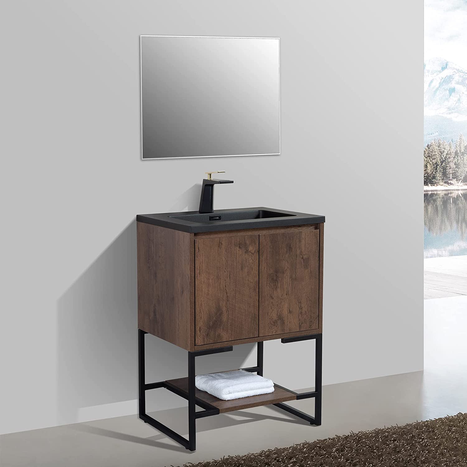 24" Bathroom Vanity Set with Solid Surface Top