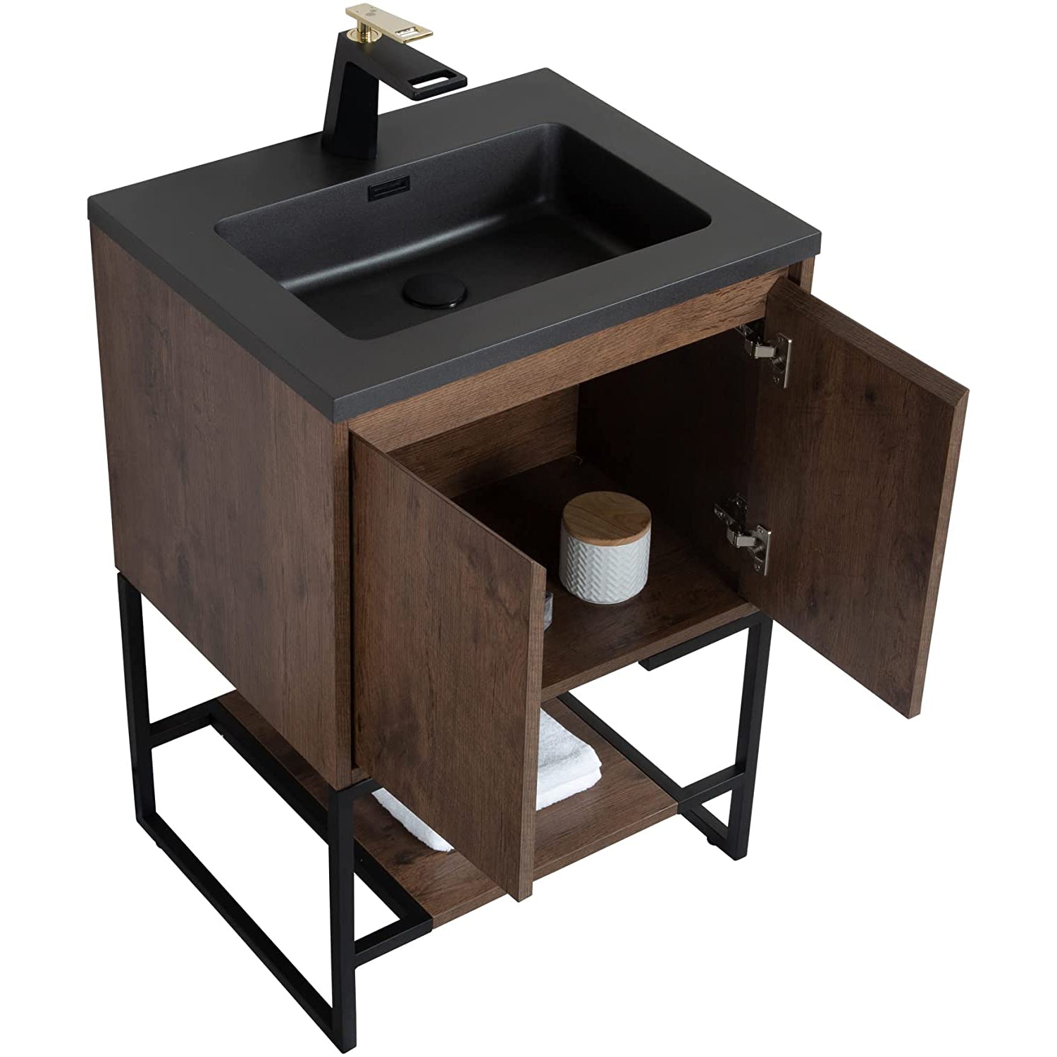24" Bathroom Vanity Set with Solid Surface Top