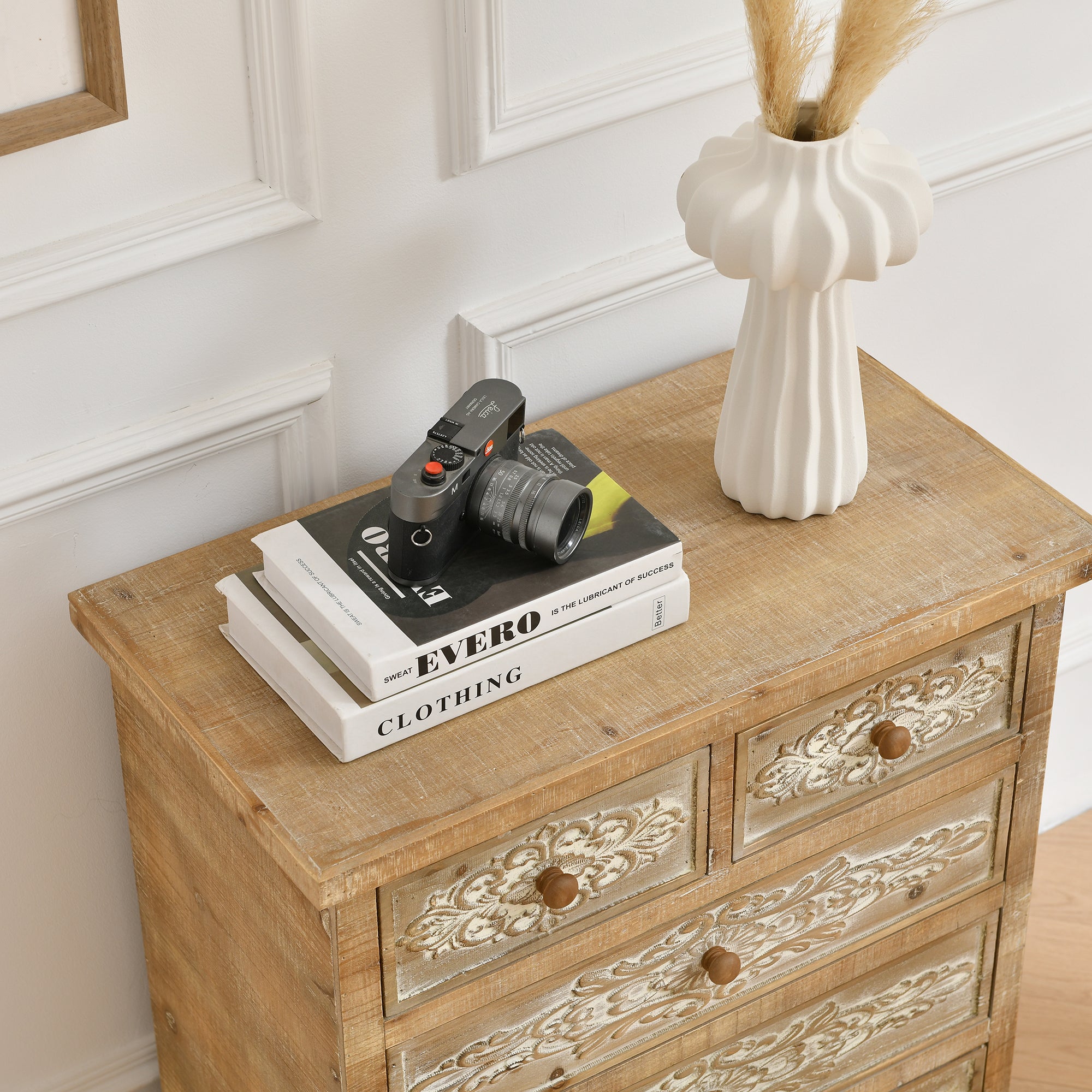 Storage Cabinet Retro Wooden Chest with 5-Drawer