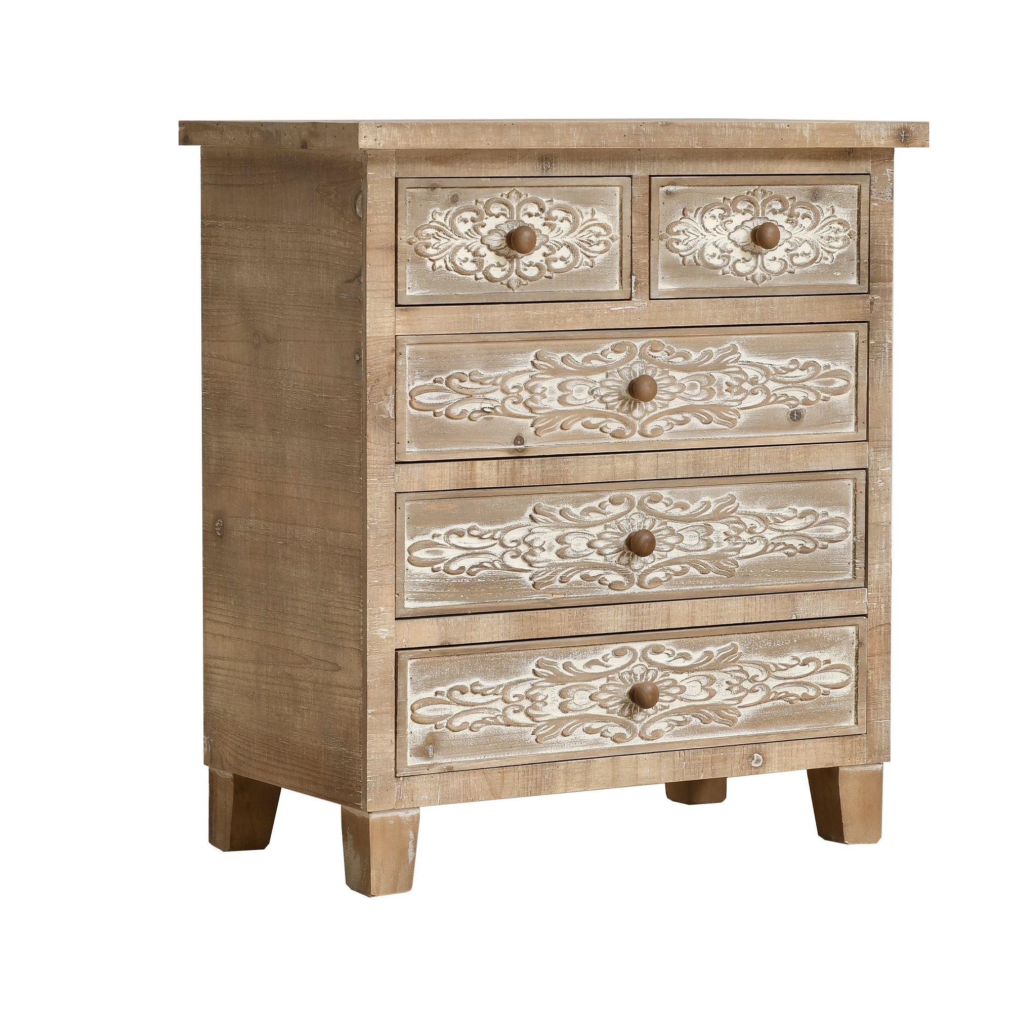 Storage Cabinet Retro Wooden Chest with 5-Drawer