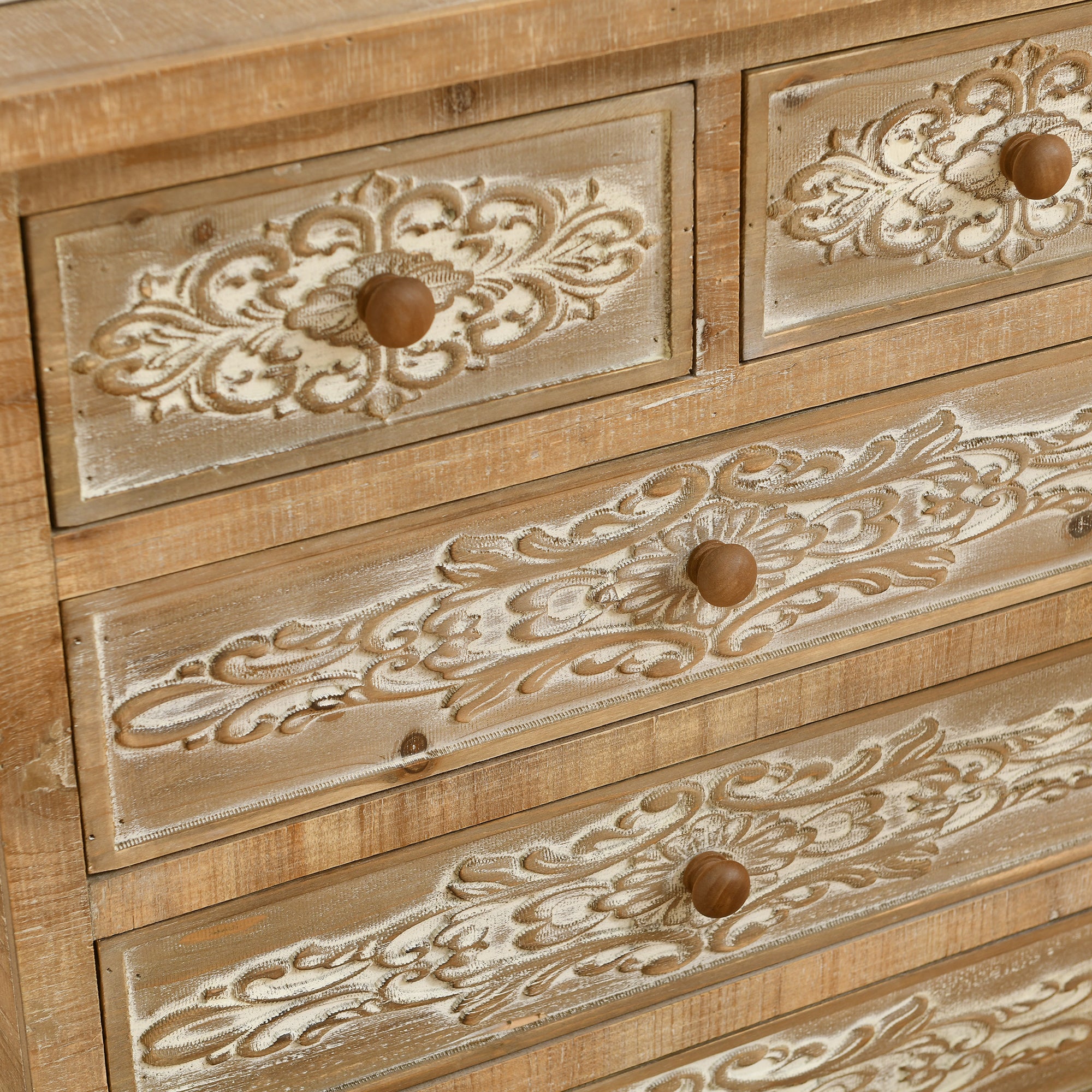 Storage Cabinet Retro Wooden Chest with 5-Drawer