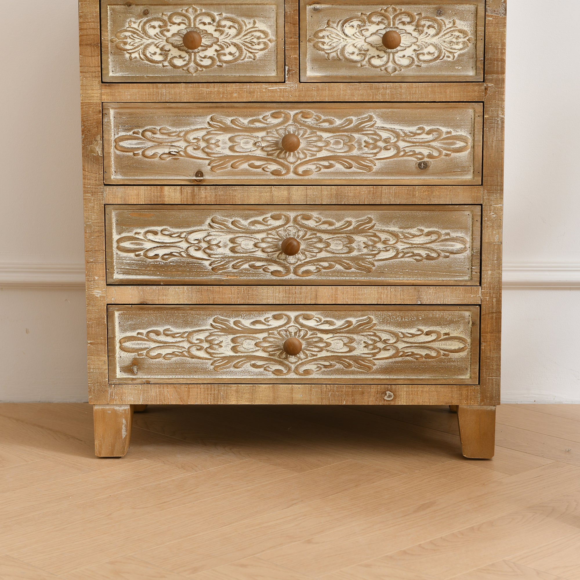 Storage Cabinet Retro Wooden Chest with 5-Drawer