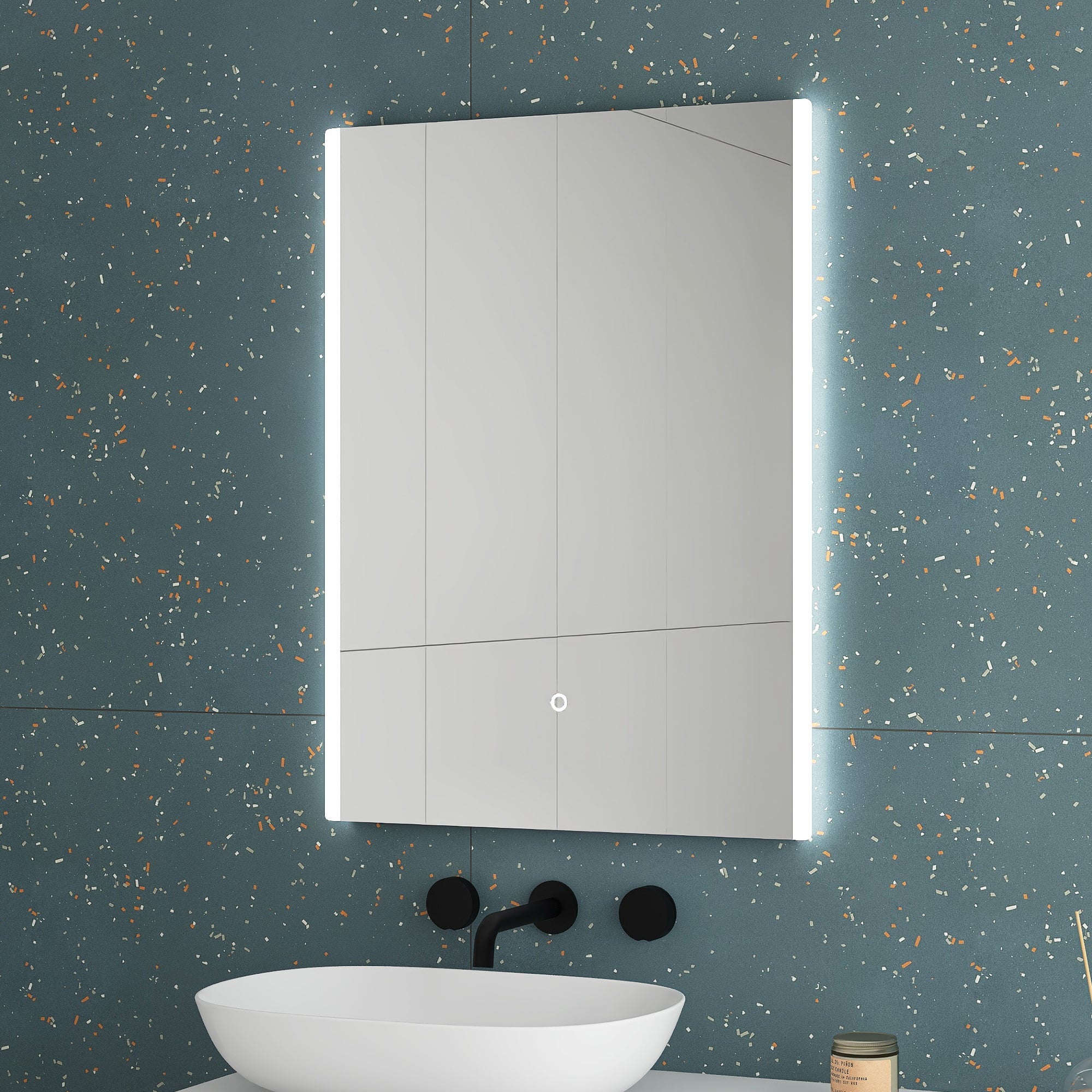 24 in. W x 32 in. H Frameless Anti-Fog Wall Mount Rectangular Bathroom Vanity Mirror with LED Light