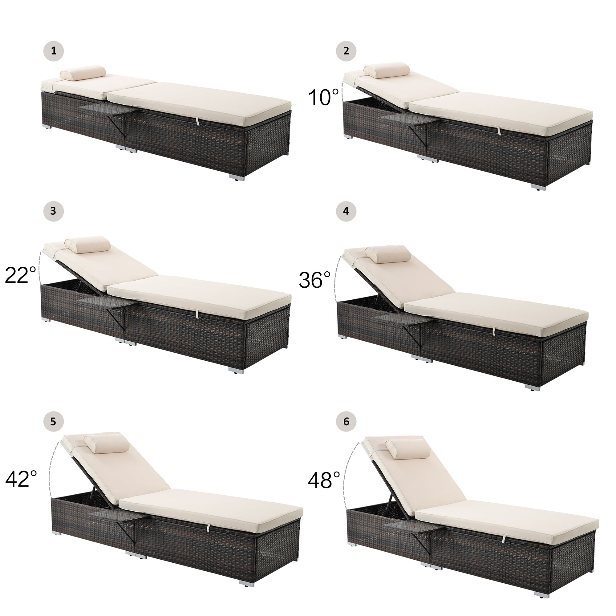 2 Pieces Outdoor Patio Recliner Chaise Lounge Set with Side Table