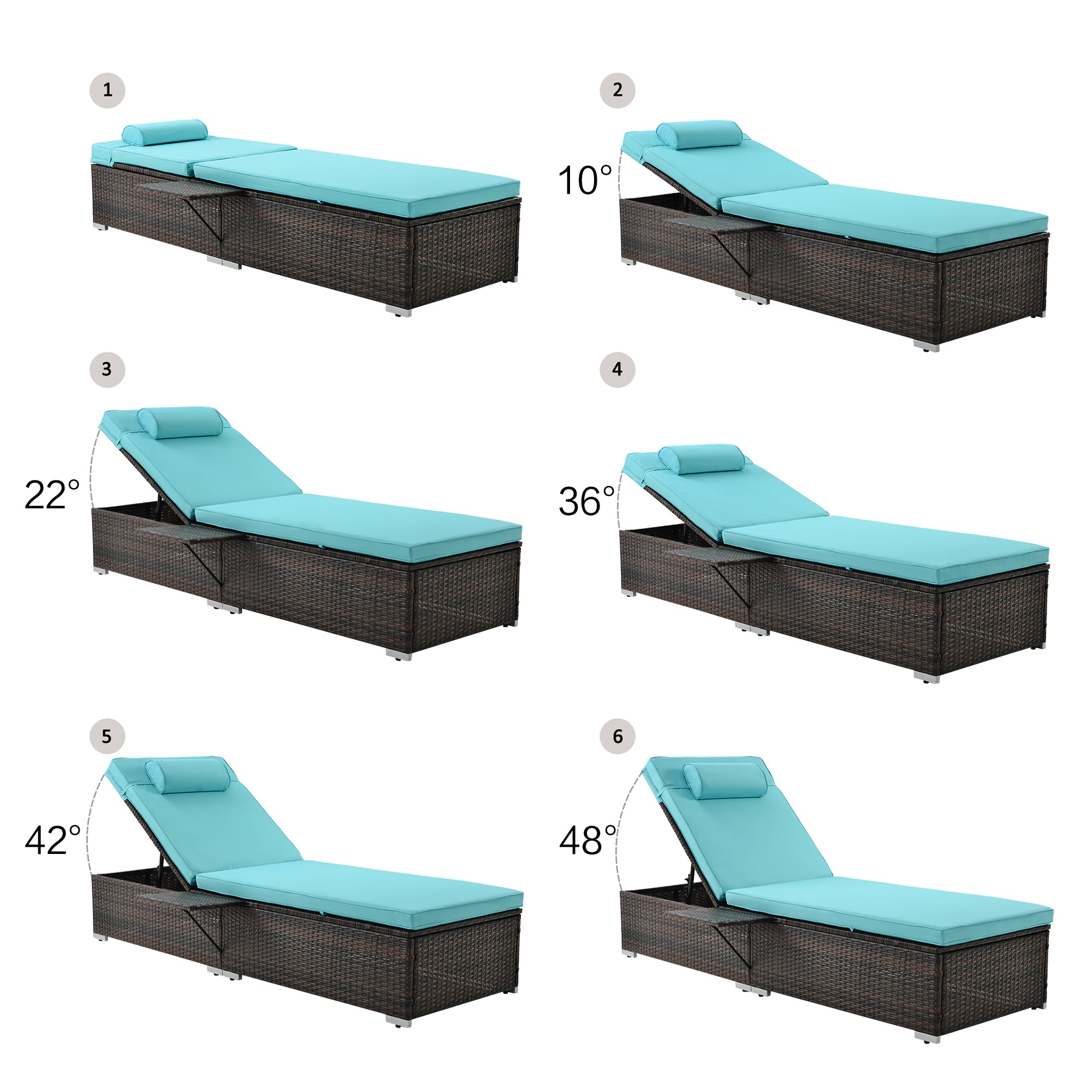 2 Pieces Outdoor Patio Recliner Chaise Lounge Set with Side Table
