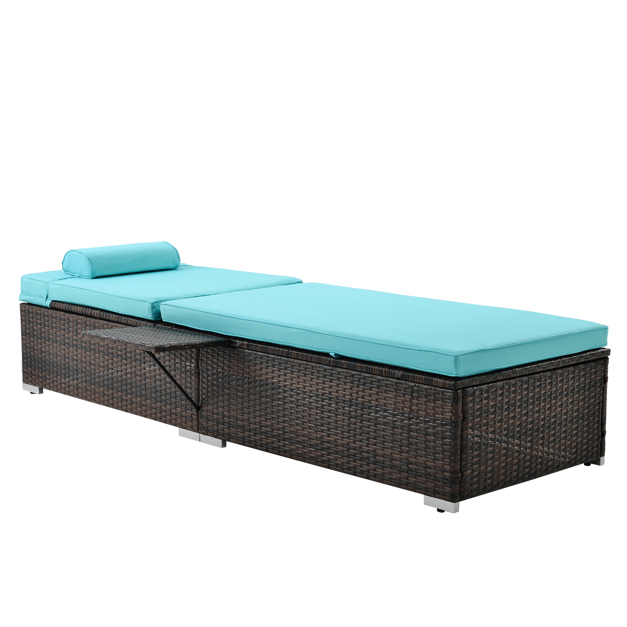 2 Pieces Outdoor Patio Recliner Chaise Lounge Set with Side Table