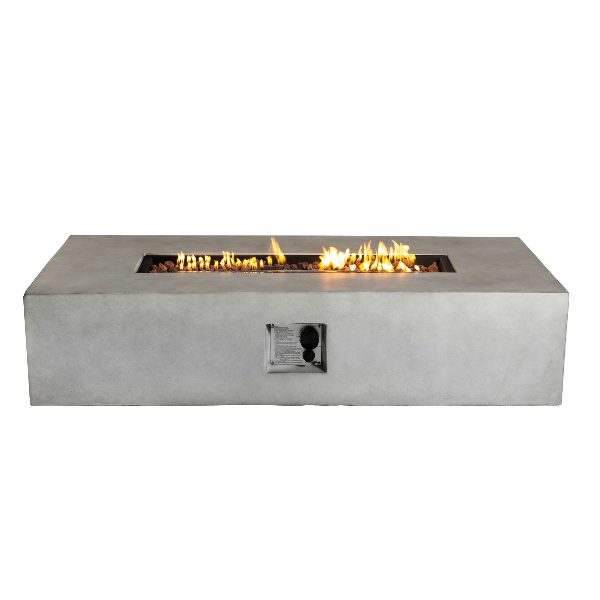 Rectangular Concrete Outdoor Fire Pit with Rain Cover