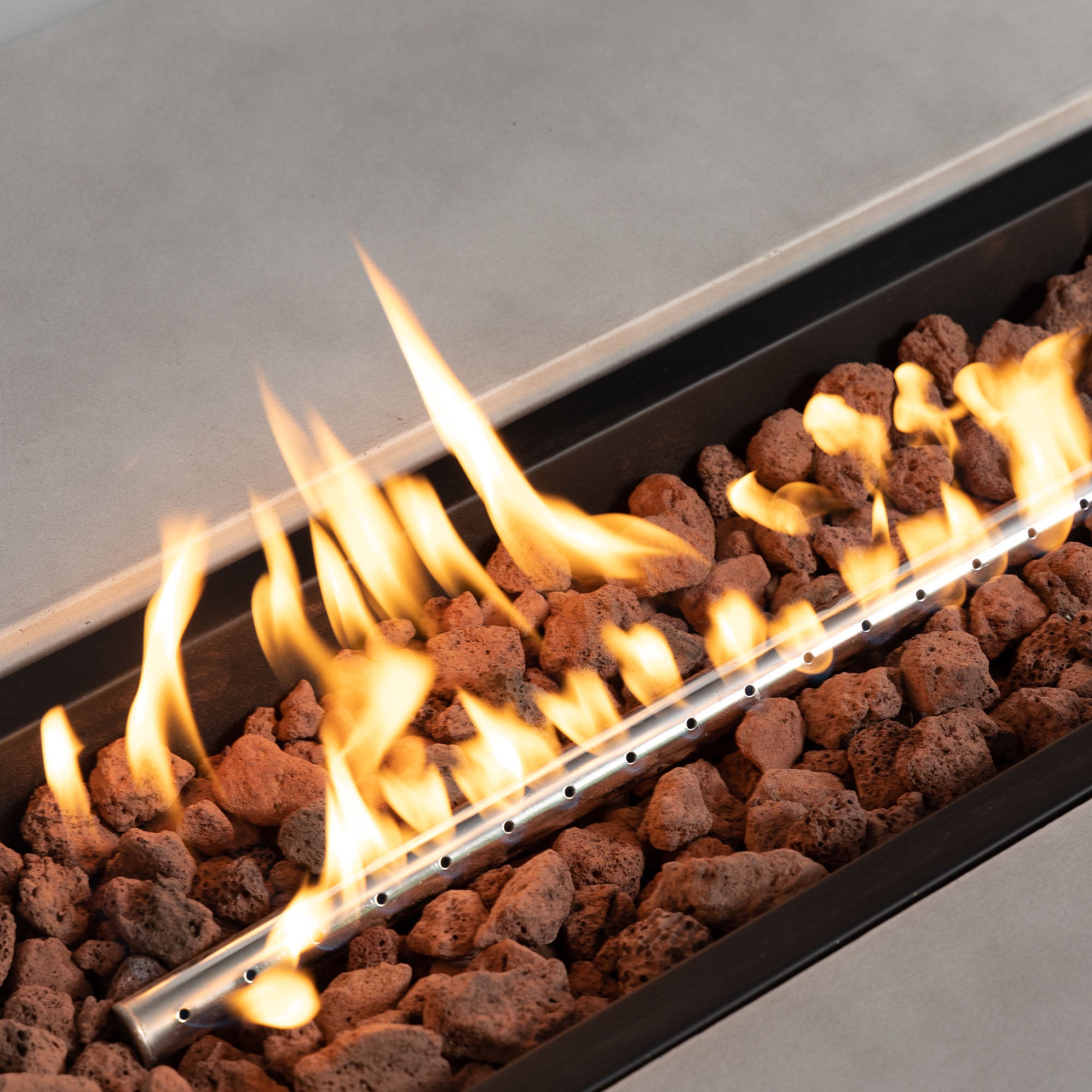 Rectangular Concrete Outdoor Fire Pit with Rain Cover