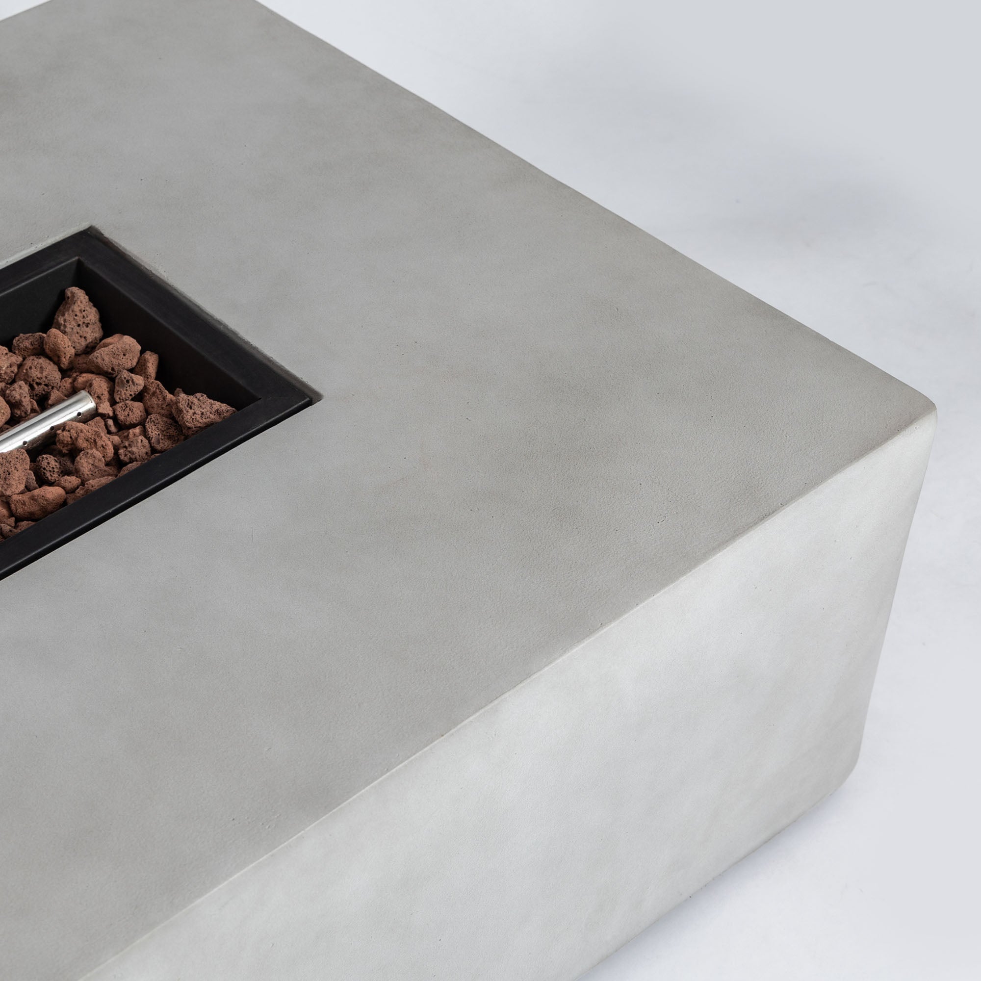 Rectangular Concrete Outdoor Fire Pit with Rain Cover
