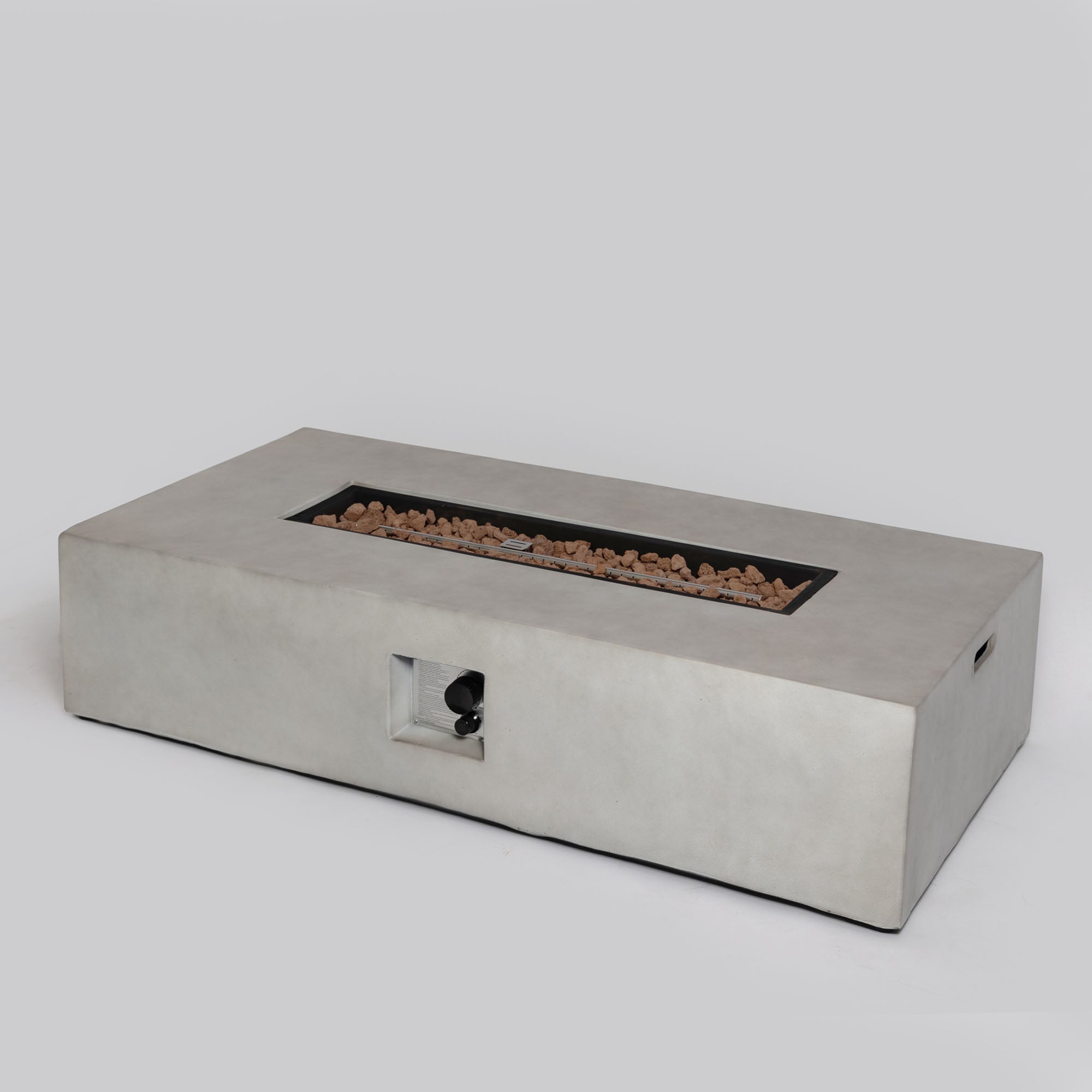 Rectangular Concrete Outdoor Fire Pit with Rain Cover