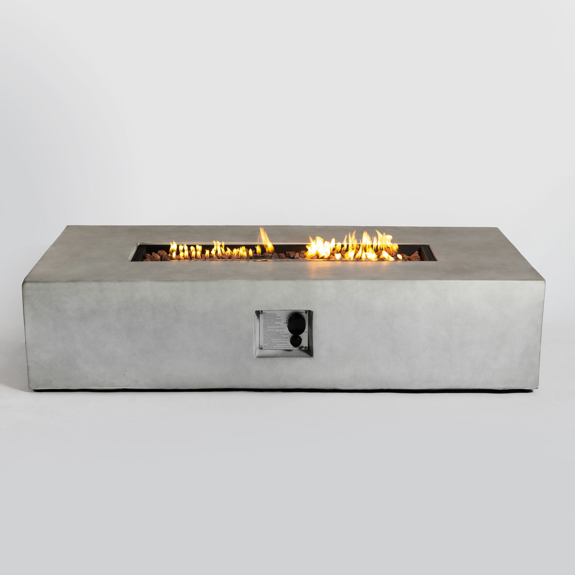 Rectangular Concrete Outdoor Fire Pit with Rain Cover