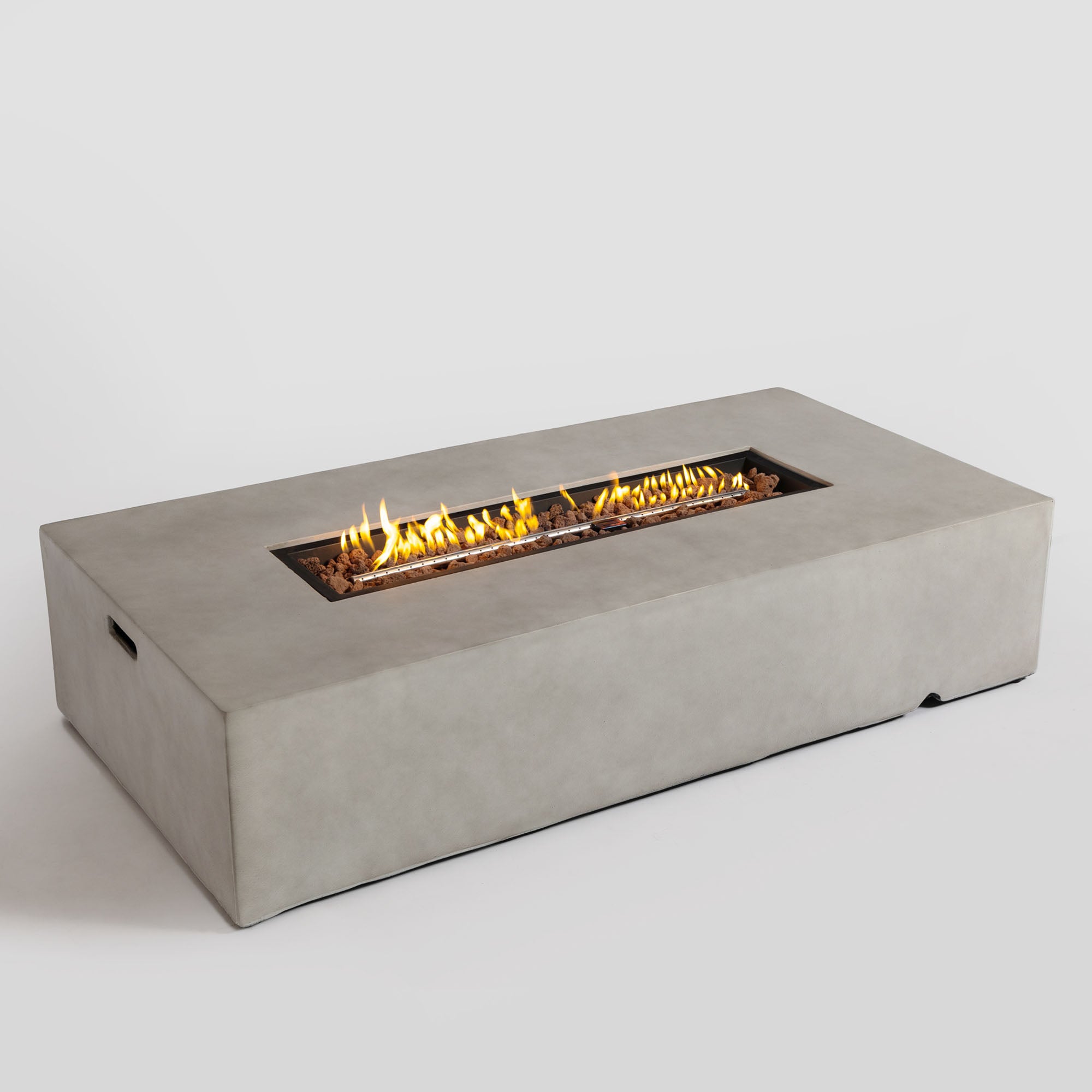 Rectangular Concrete Outdoor Fire Pit with Rain Cover