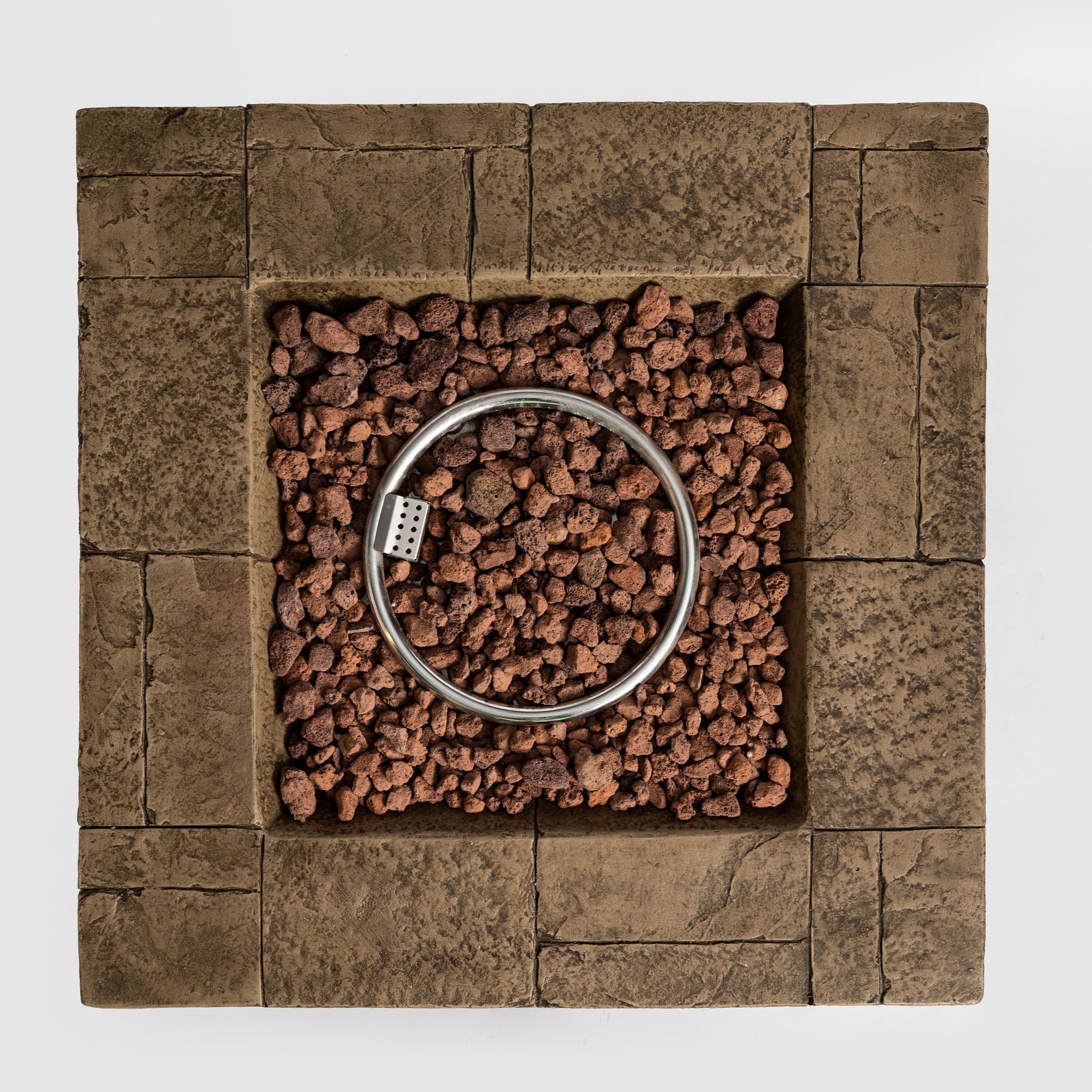Square Faux Stone Outdoor Fire Pit Table with Rain Cover
