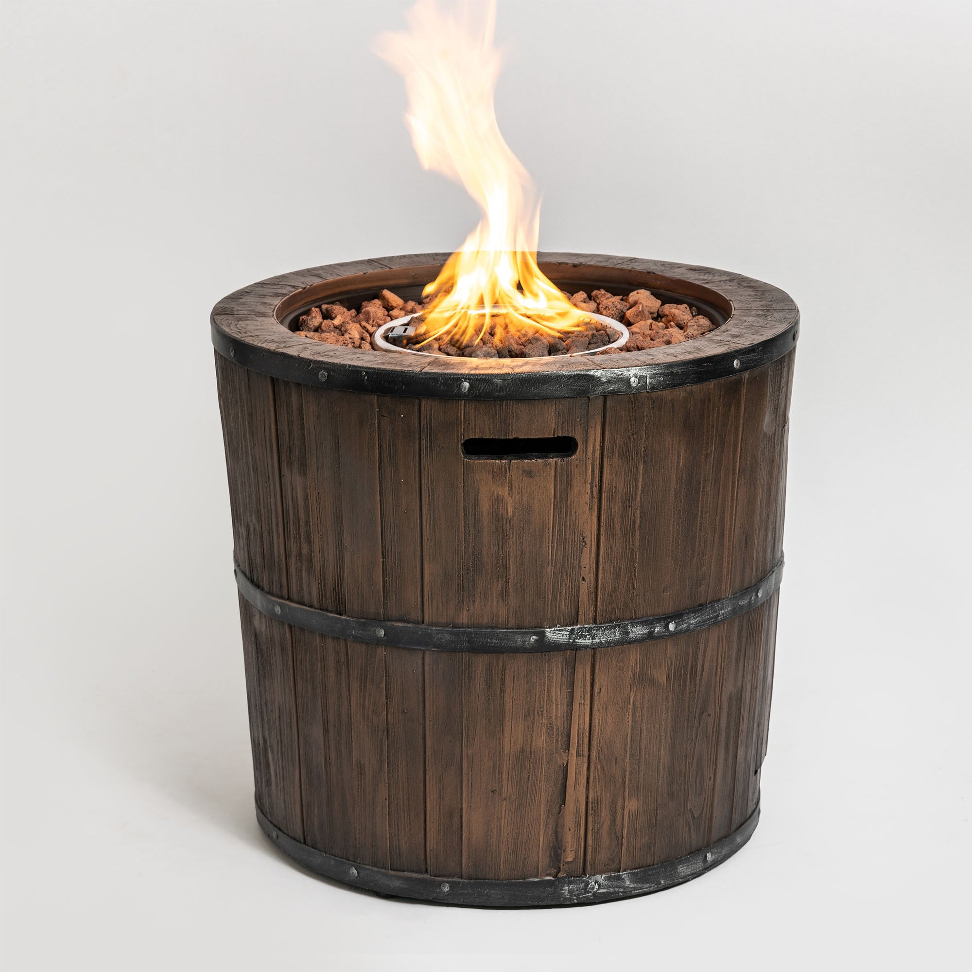 Round Concrete Outdoor Fire Pit with Gas Regulator