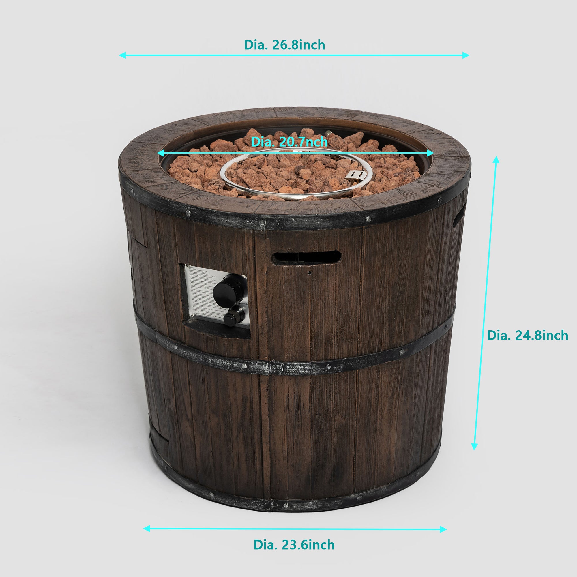 Round Concrete Outdoor Fire Pit with Gas Regulator