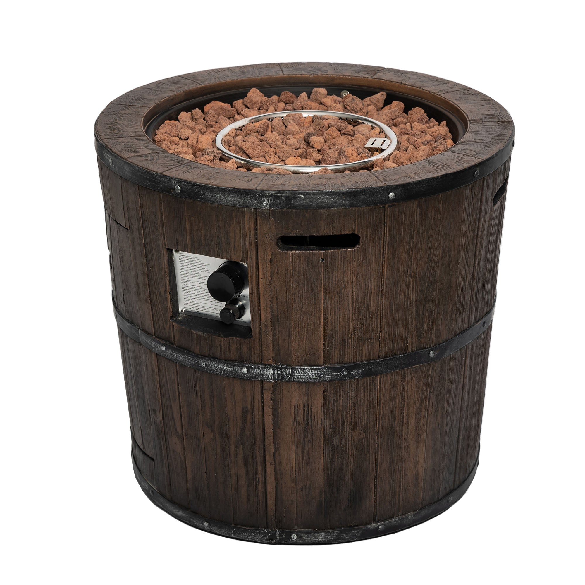 Round Concrete Outdoor Fire Pit with Gas Regulator
