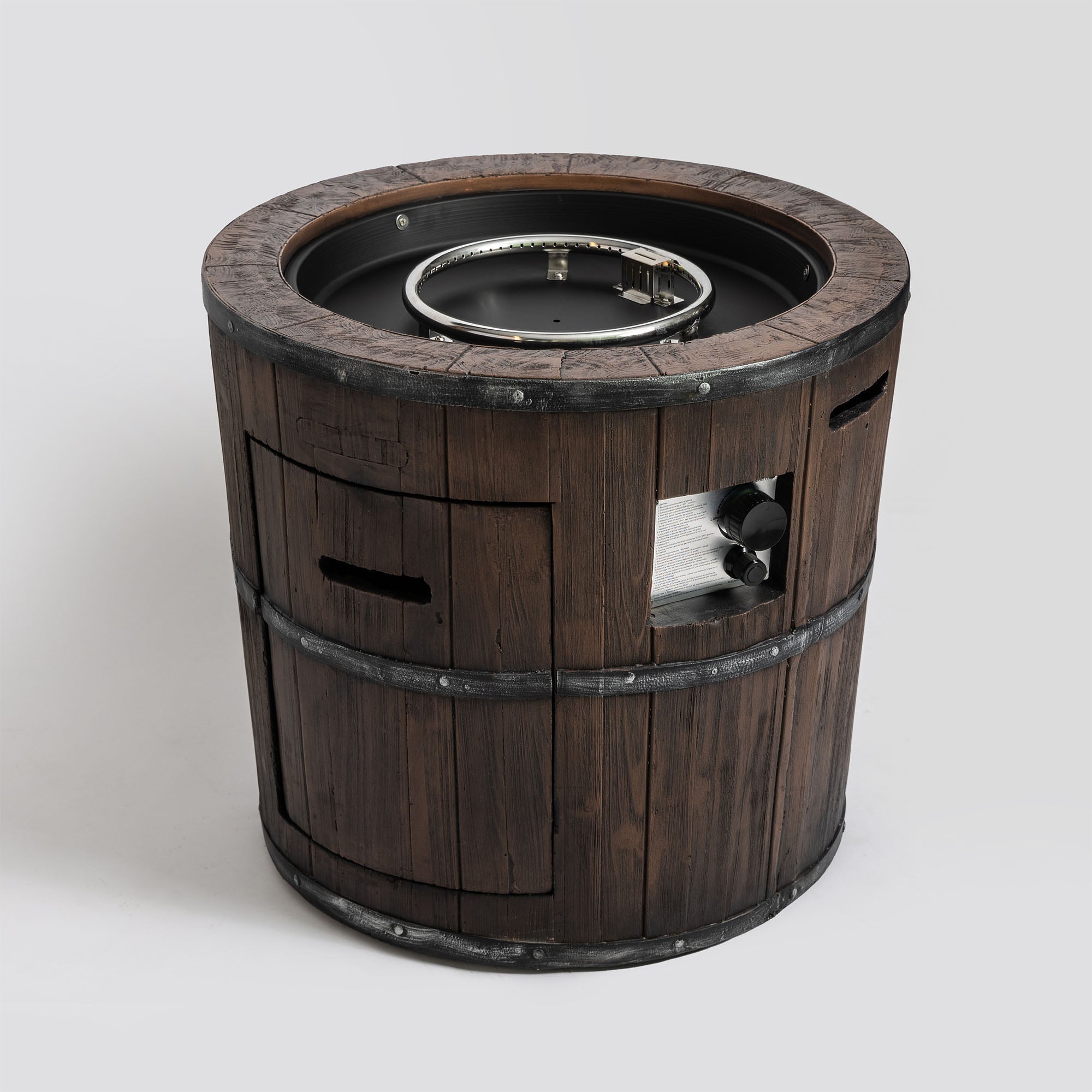 Round Concrete Outdoor Fire Pit with Gas Regulator