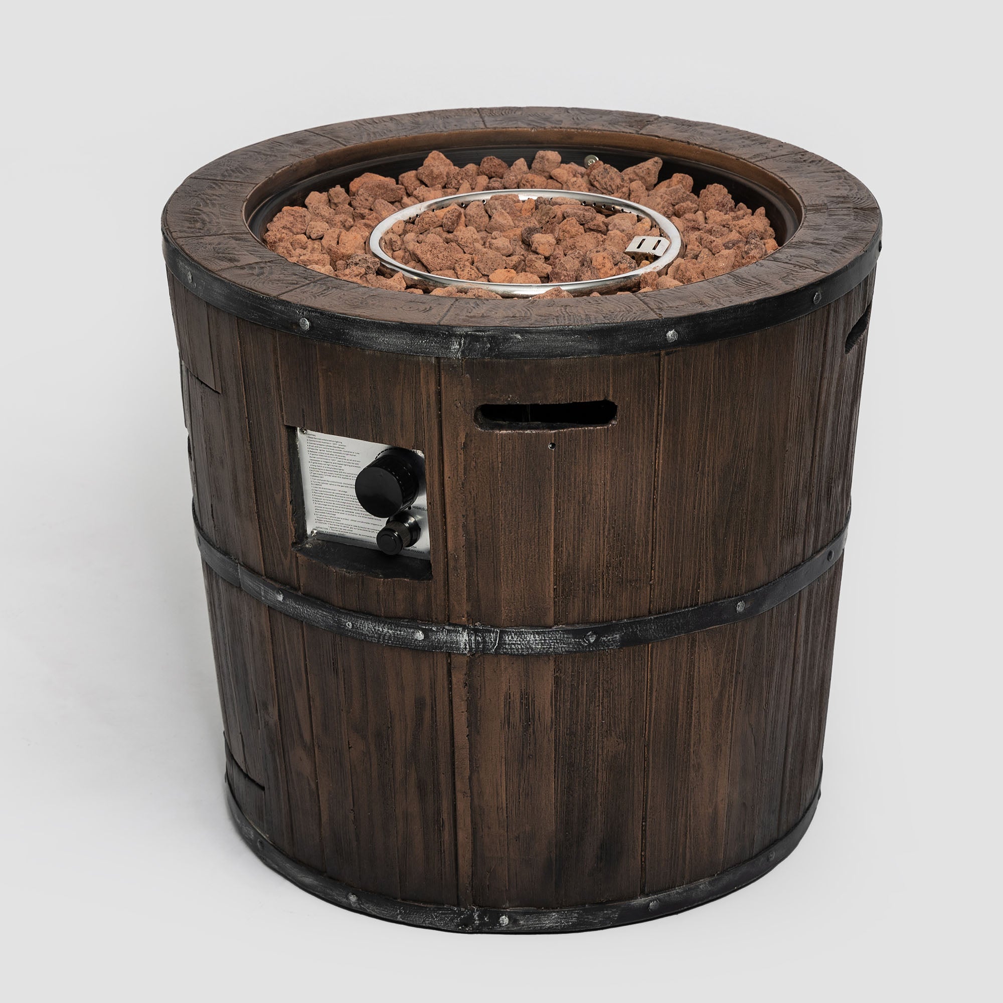Round Concrete Outdoor Fire Pit with Gas Regulator