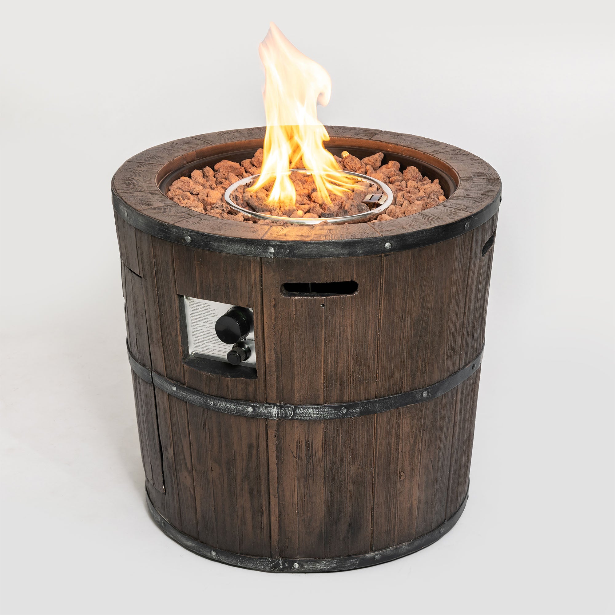 Round Concrete Outdoor Fire Pit with Gas Regulator