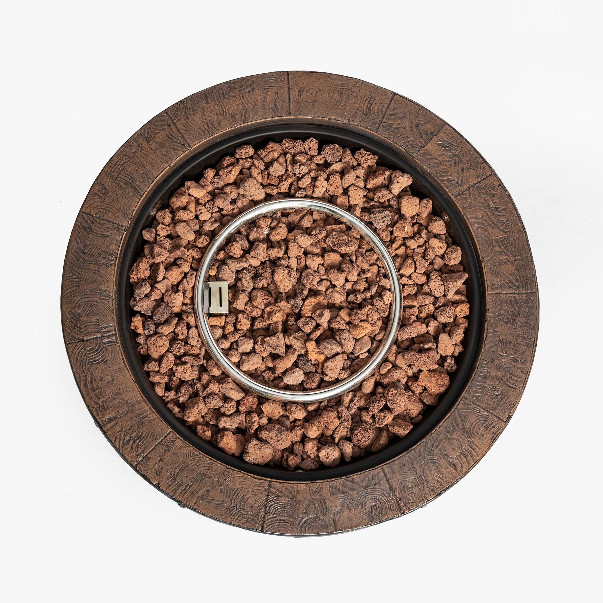 Round Concrete Outdoor Fire Pit with Gas Regulator