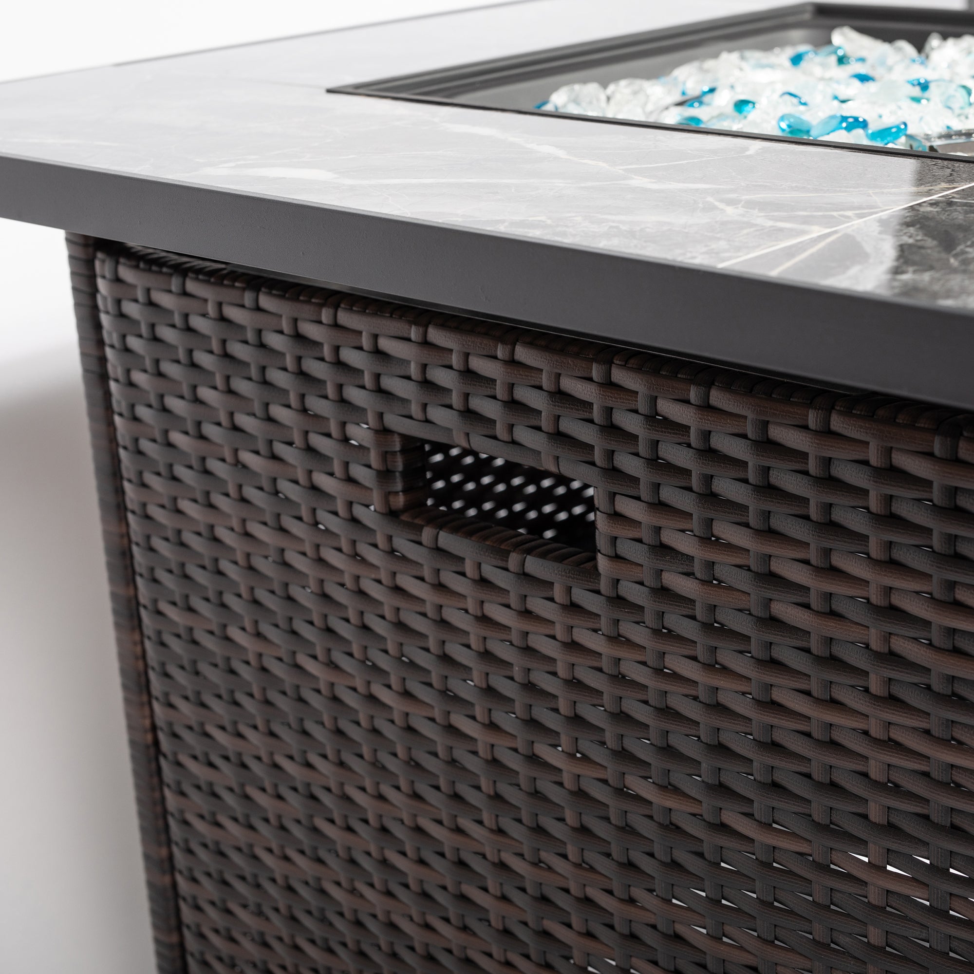 Square Ceramic Tile Tabletop Outdoor Fire Pit Table with Lid