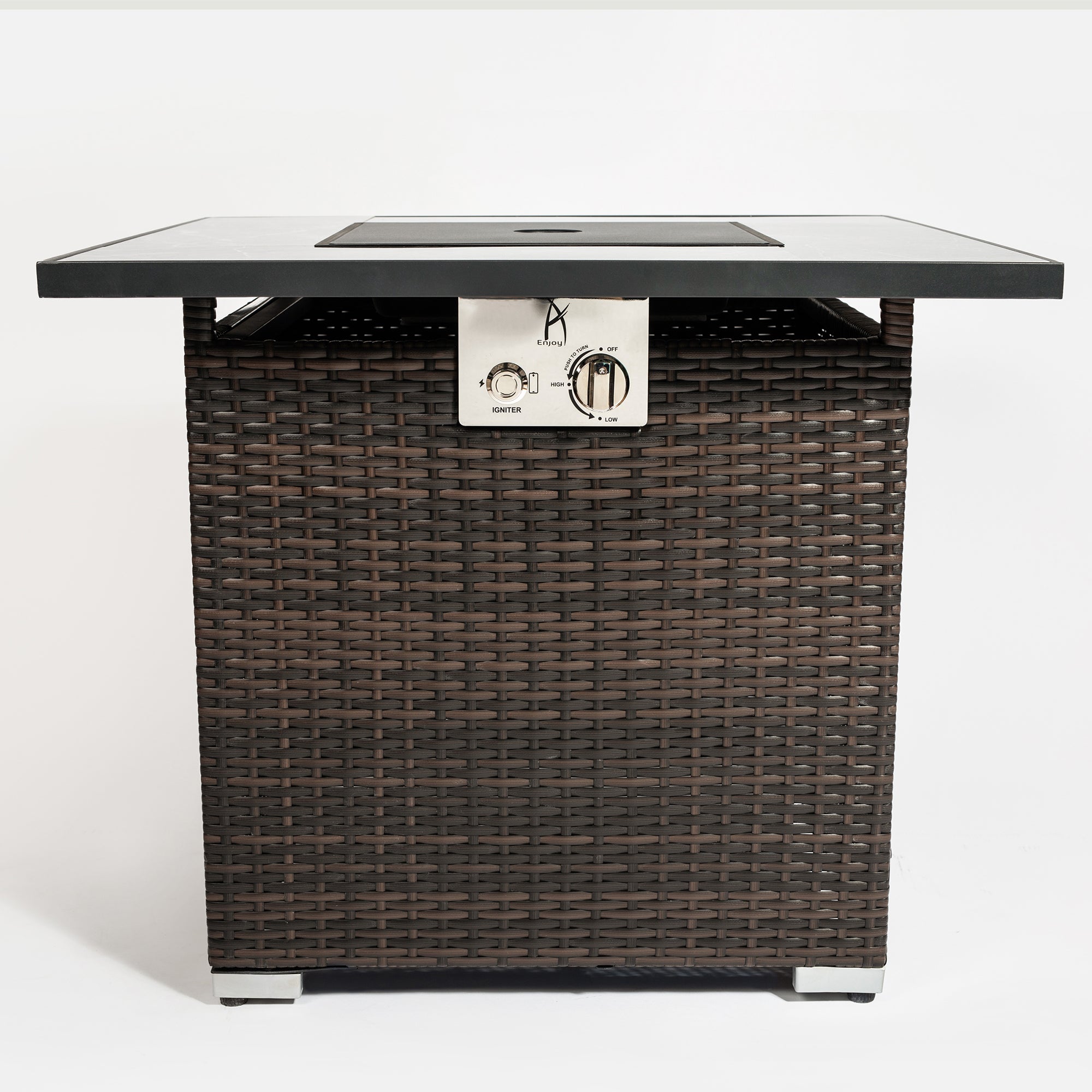 Square Ceramic Tile Tabletop Outdoor Fire Pit Table with Lid