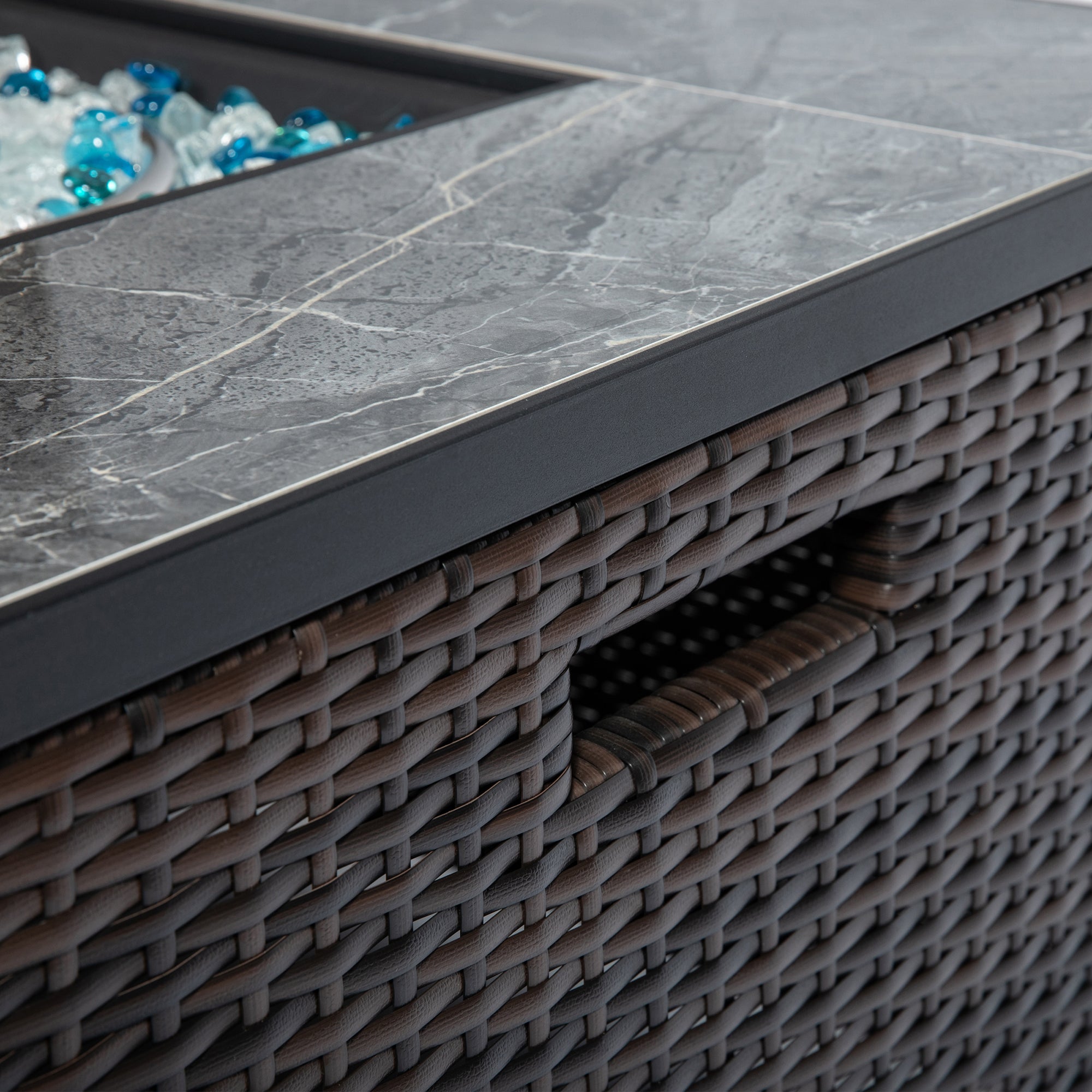 Square Ceramic Tile Tabletop Outdoor Fire Pit Table with Lid