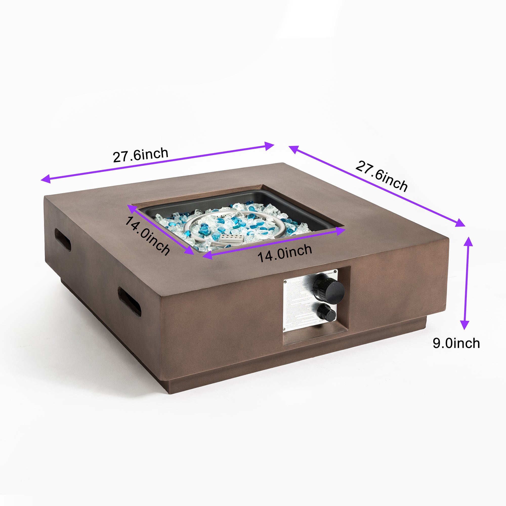 Square Concrete Outdoor Fire Pit Table with Rain Cover