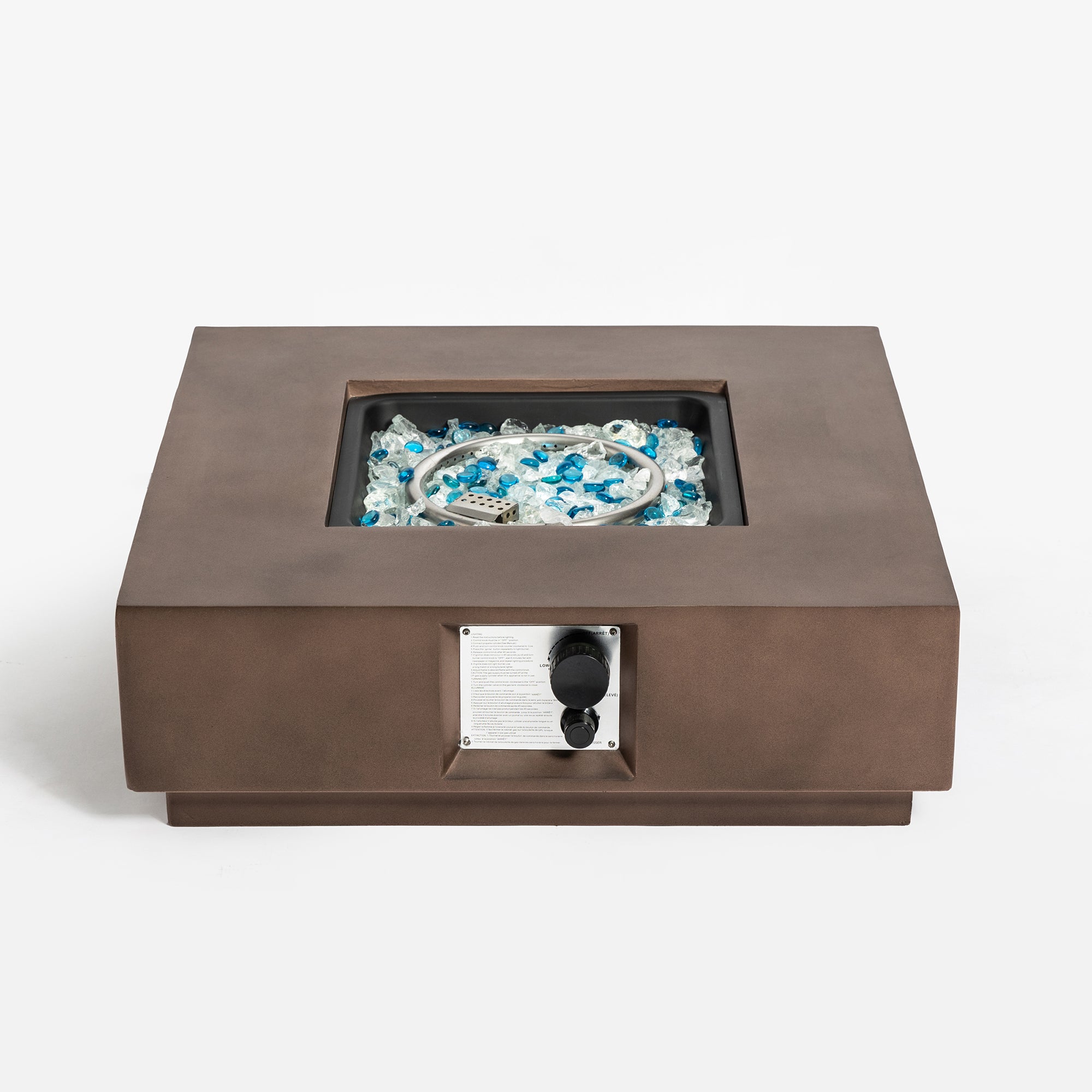 Square Concrete Outdoor Fire Pit Table with Rain Cover