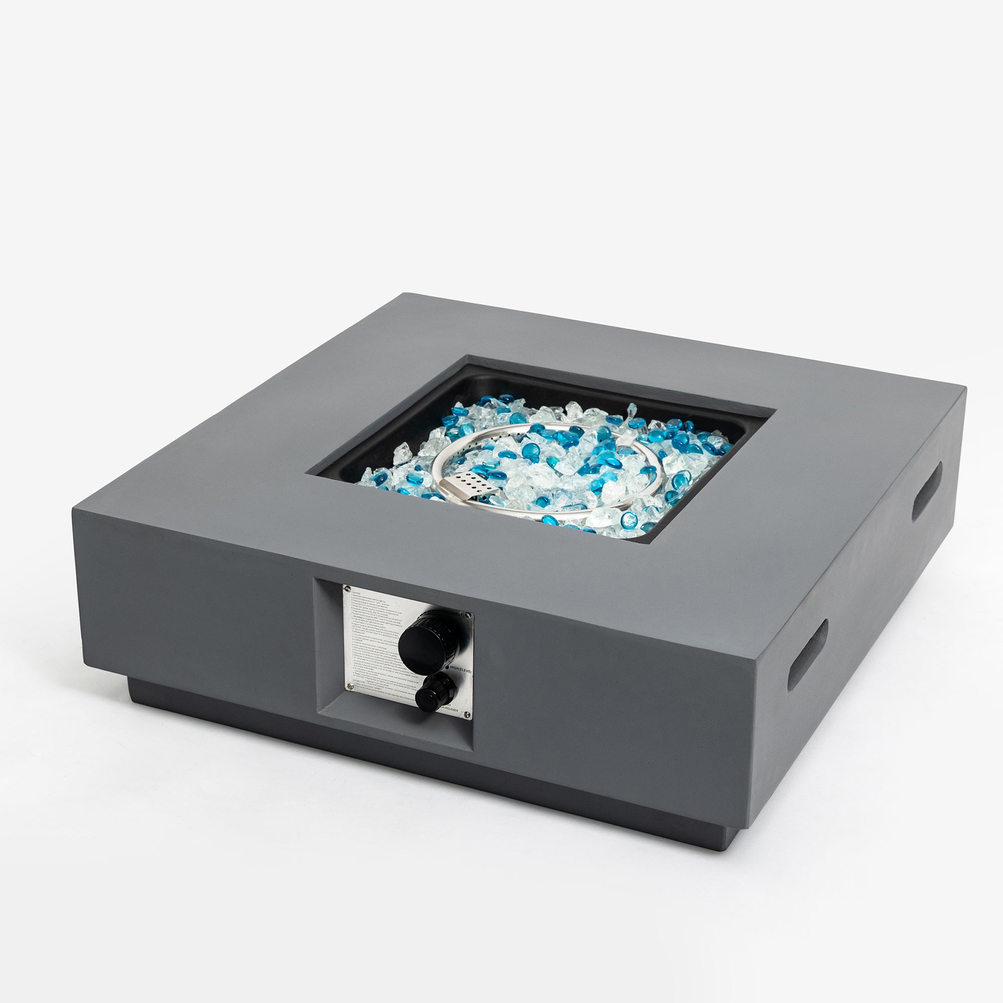 Square Concrete Outdoor Fire Pit Table with Rain Cover