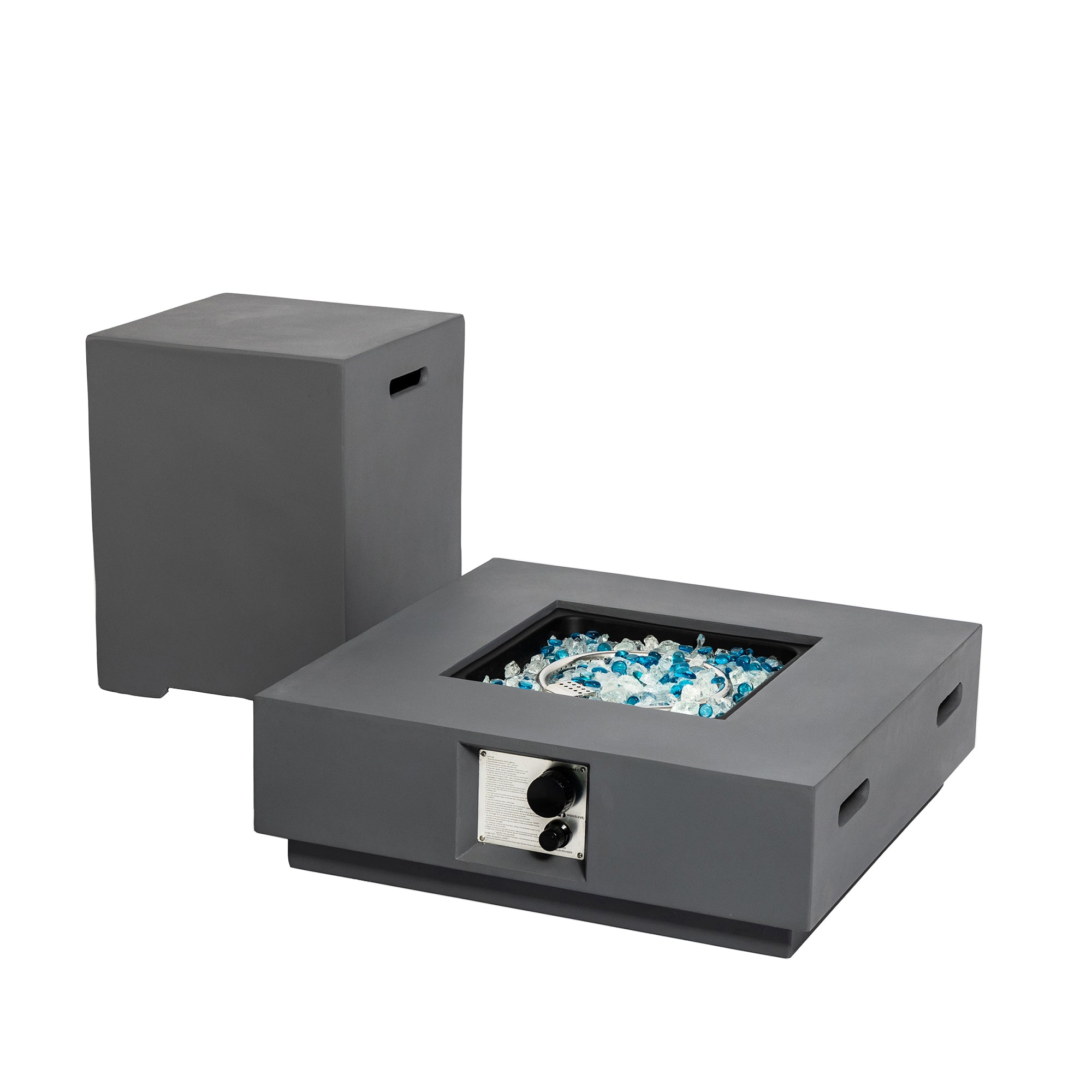 Square Concrete Outdoor Fire Pit Table with Rain Cover