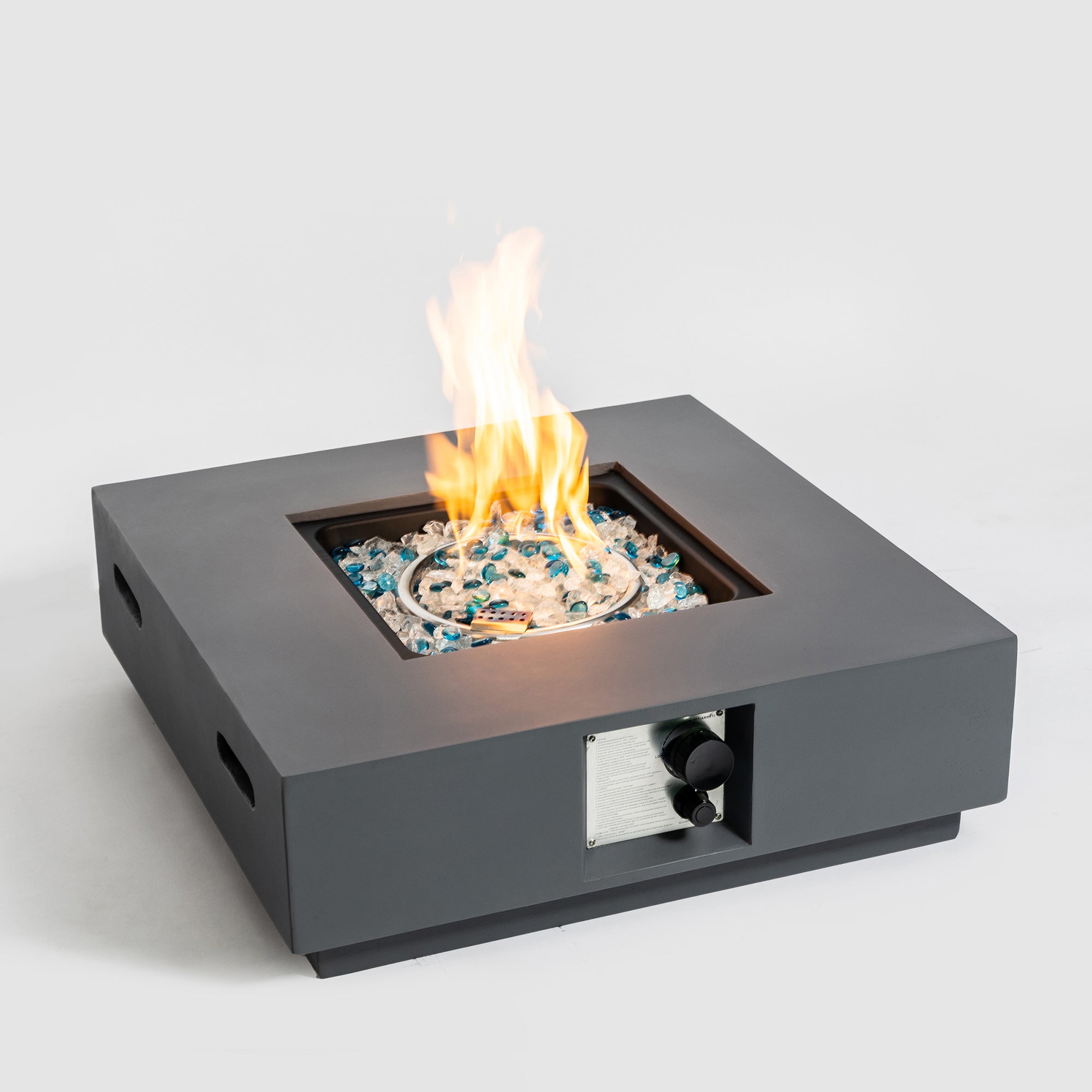 Square Concrete Outdoor Fire Pit Table with Rain Cover