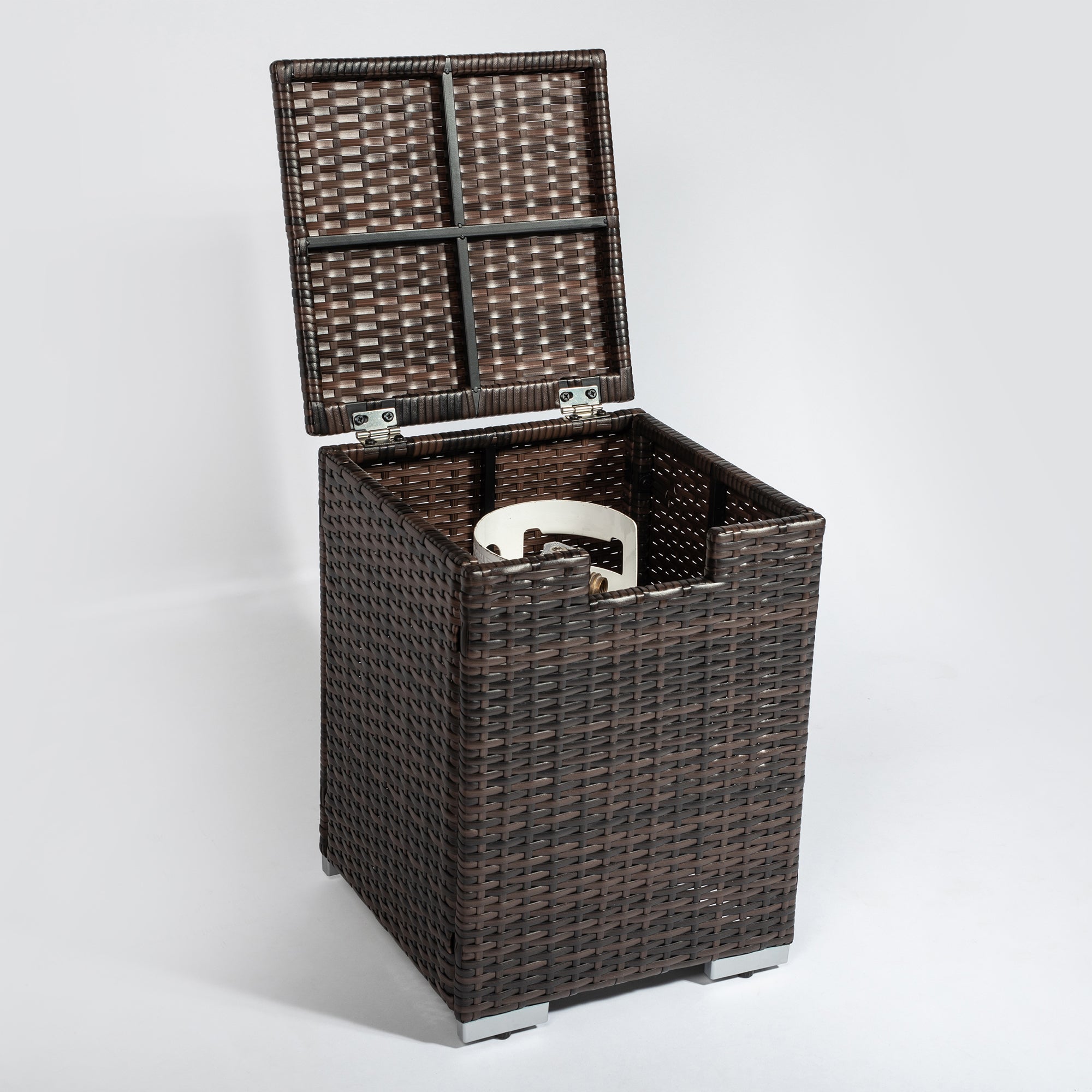 Square Steel Tabletop Outdoor Fire Pit Table with Lid